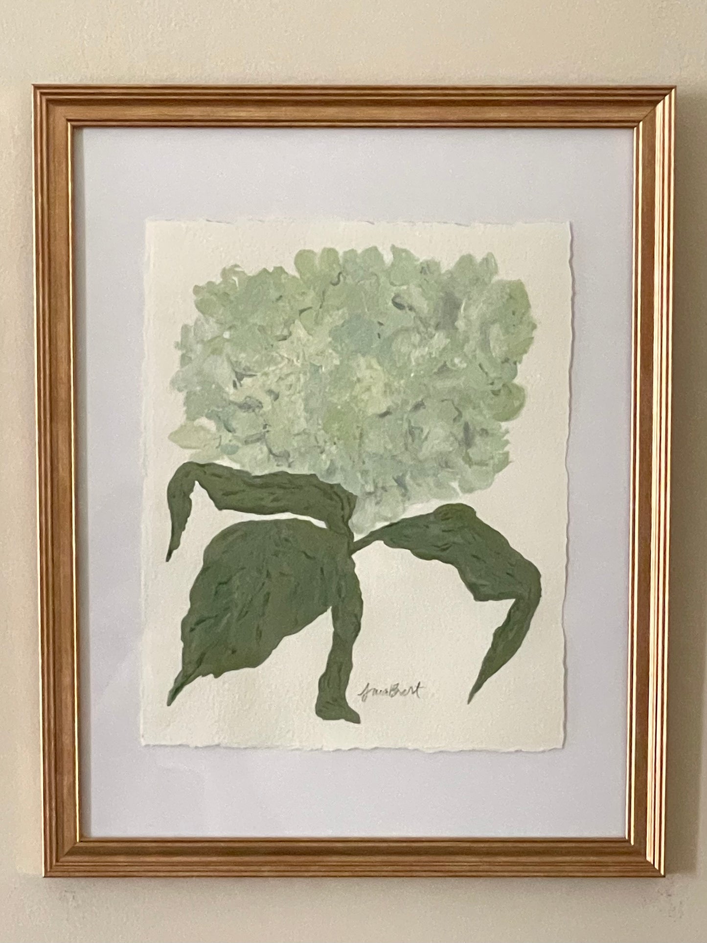 8x10 Soft Blue and Green Hydrangea on plain paper no. 2