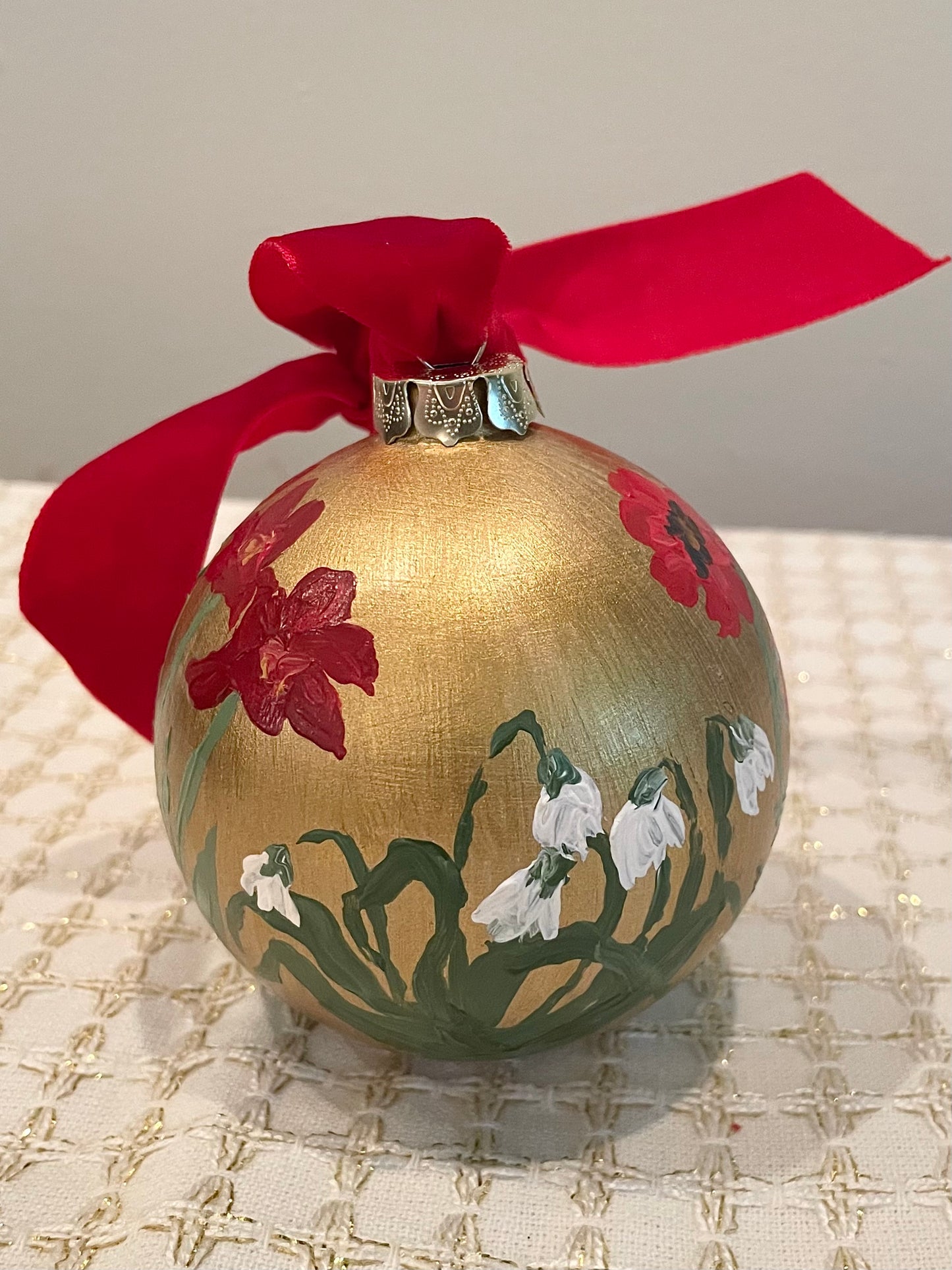 December Floral on Gold 1