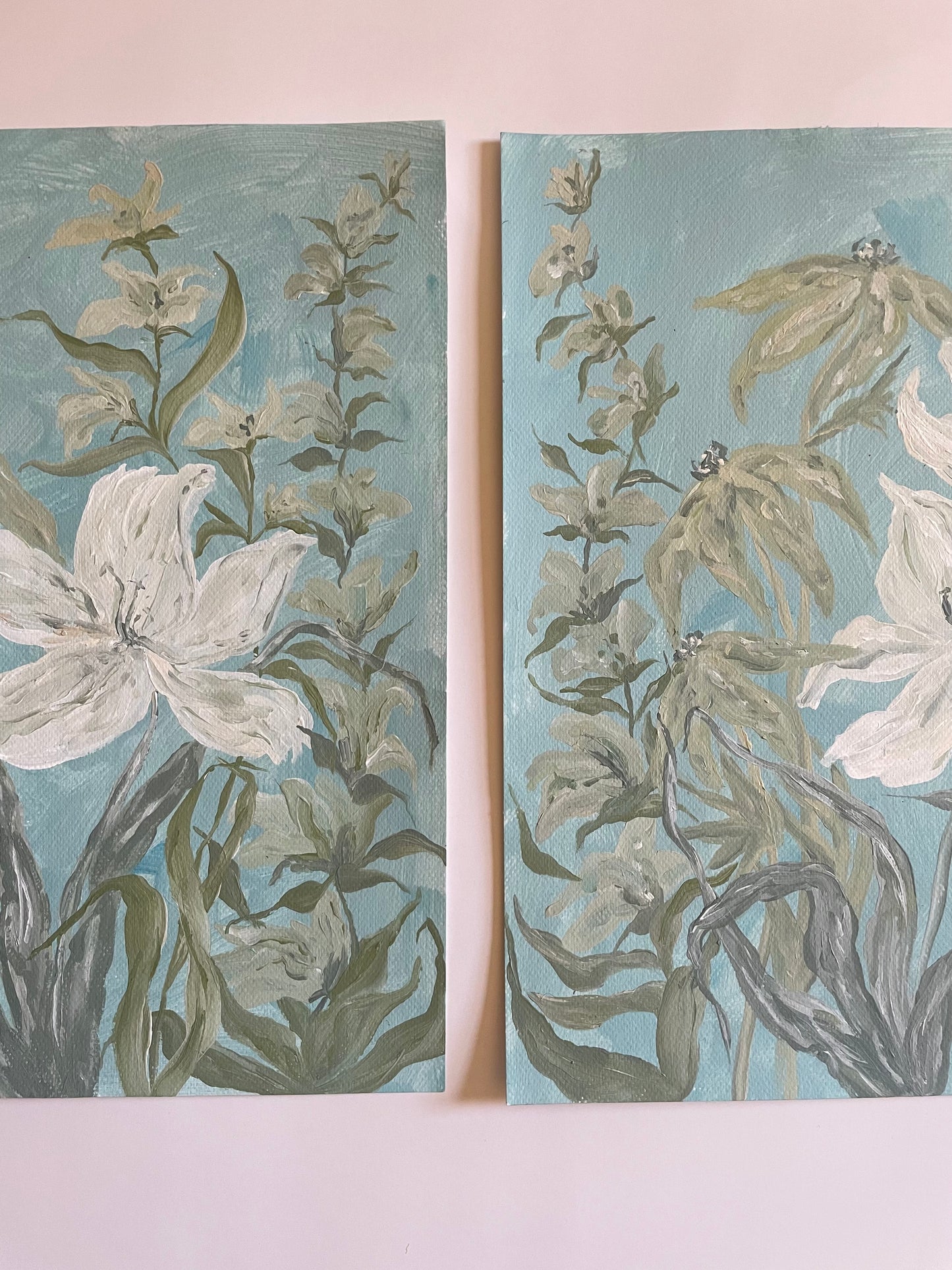 Soft Greens on Blue Secret Garden no. 1