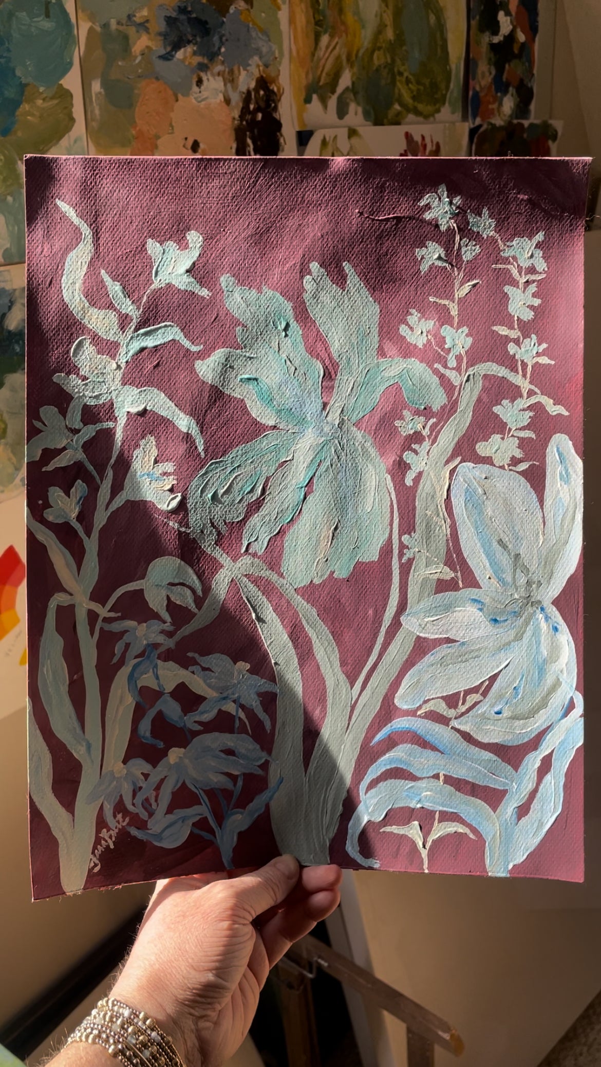 Aubergine with Blue Florals