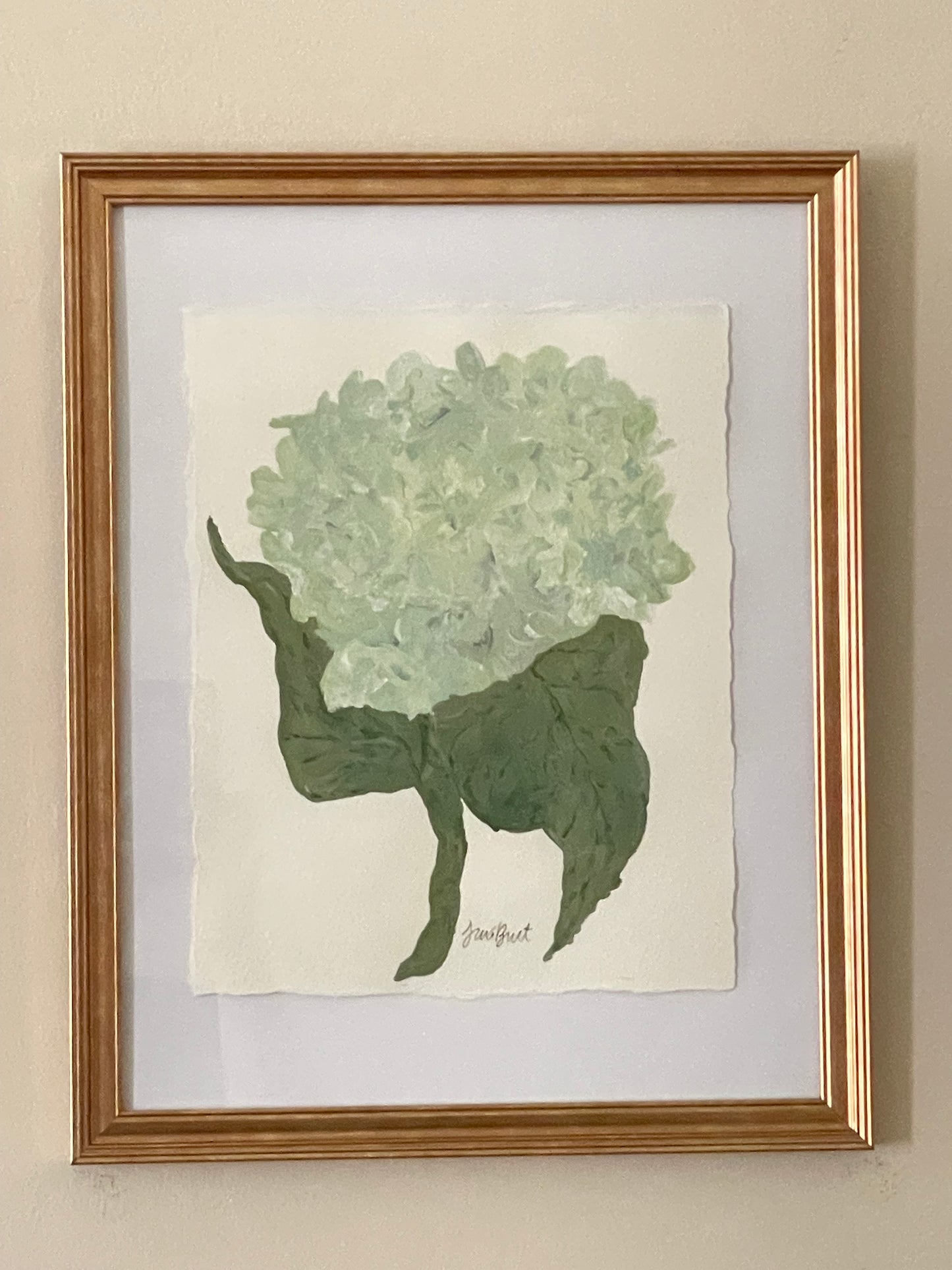 8x10 Soft Blue & Green Hydrangea on plain paper no. 1