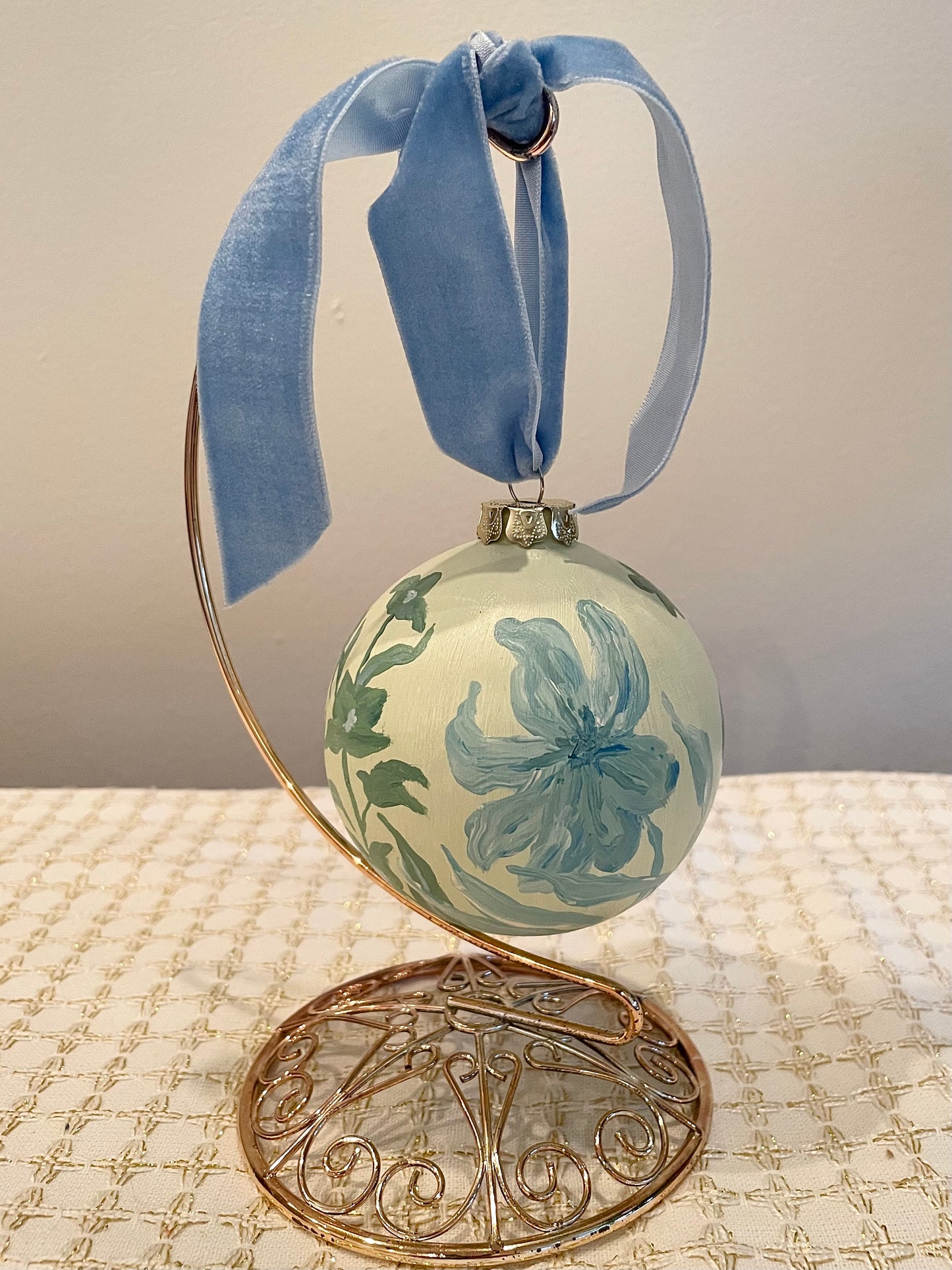 Blue & Green Floral on Soft Green 2