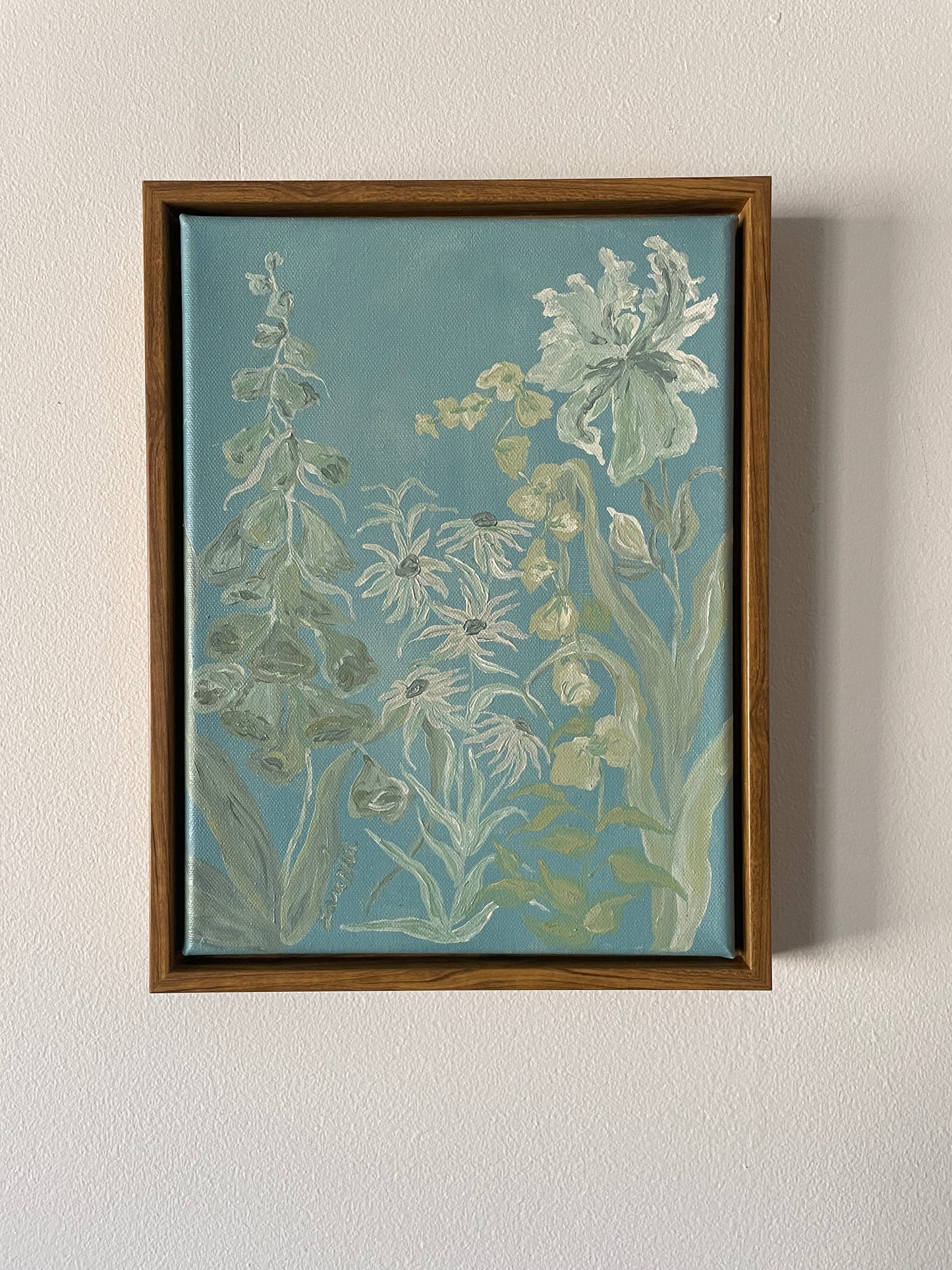Green Blooms on Blue