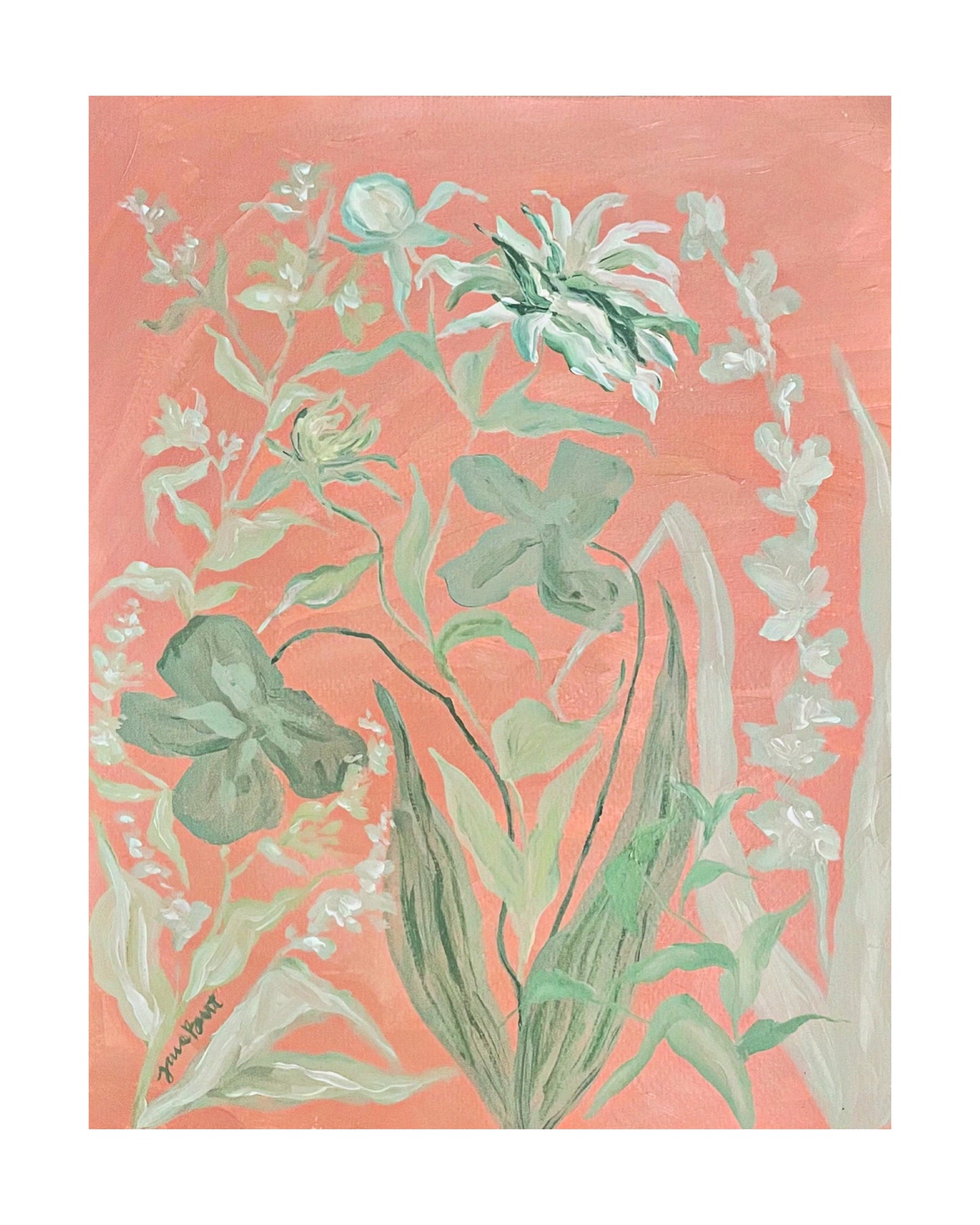 Green on Coral Secret Garden