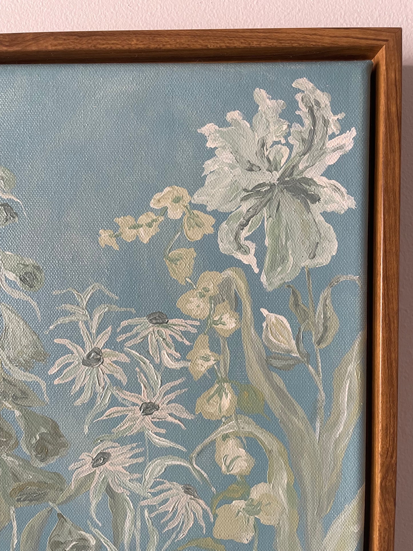 Green Blooms on Blue