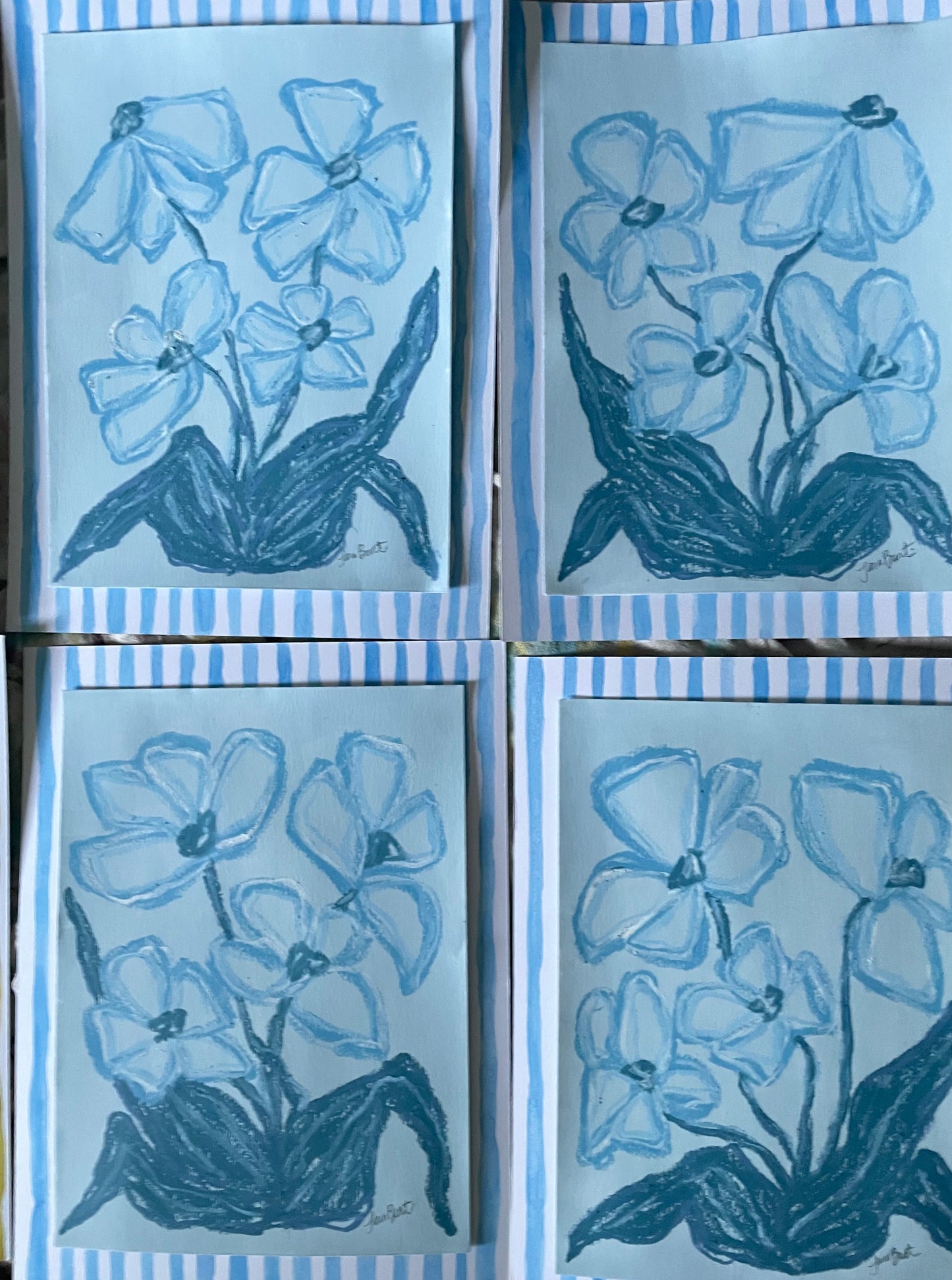 Striped and Blooming in Blue no 1