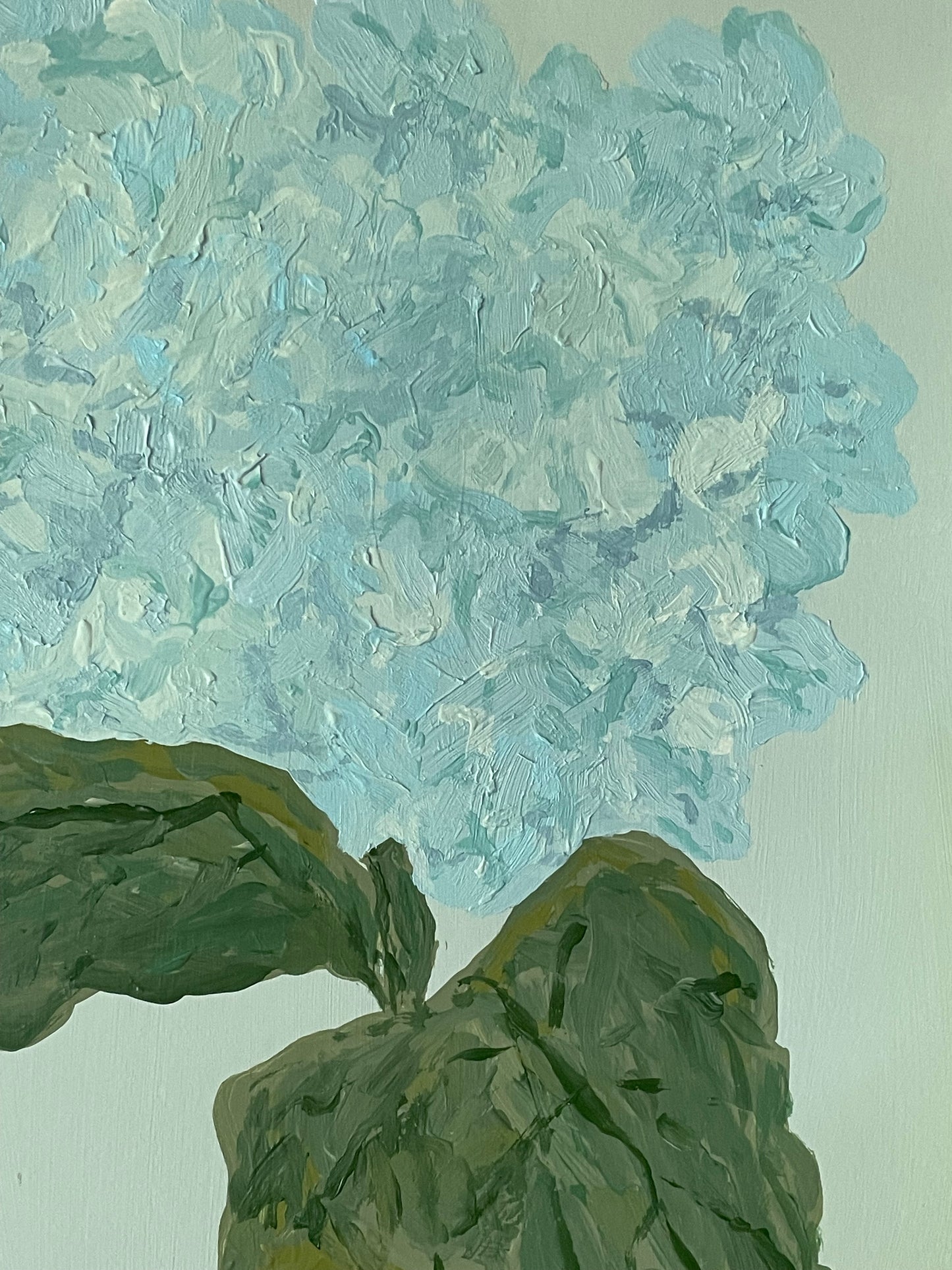11x14 Blue Hydrangea on blue green paper no. 3