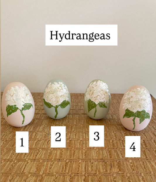 Hydrangea Painted Standing Easter Eggs