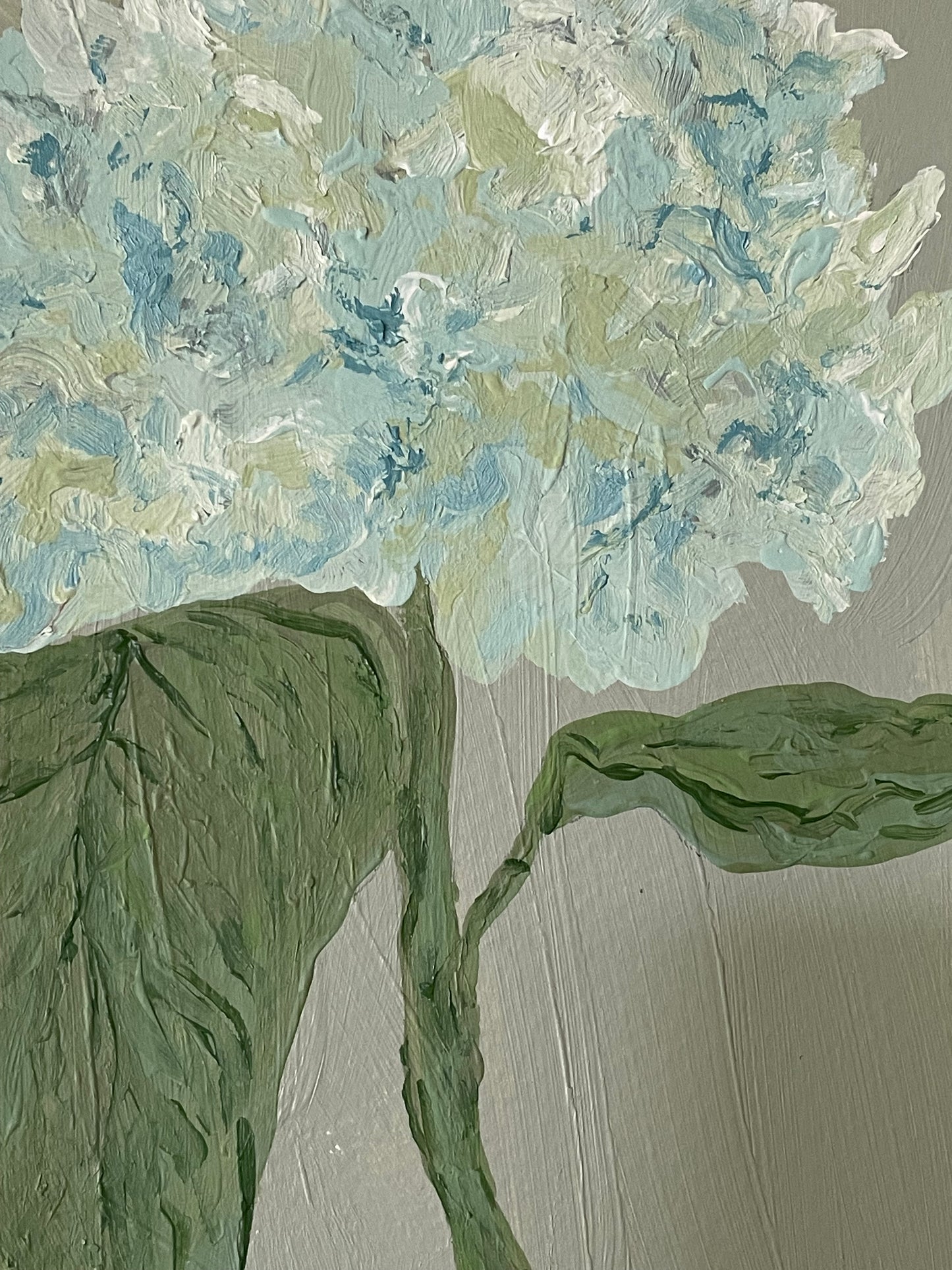 8x10 Green & Blue Hydrangea on Sage paper no. 1