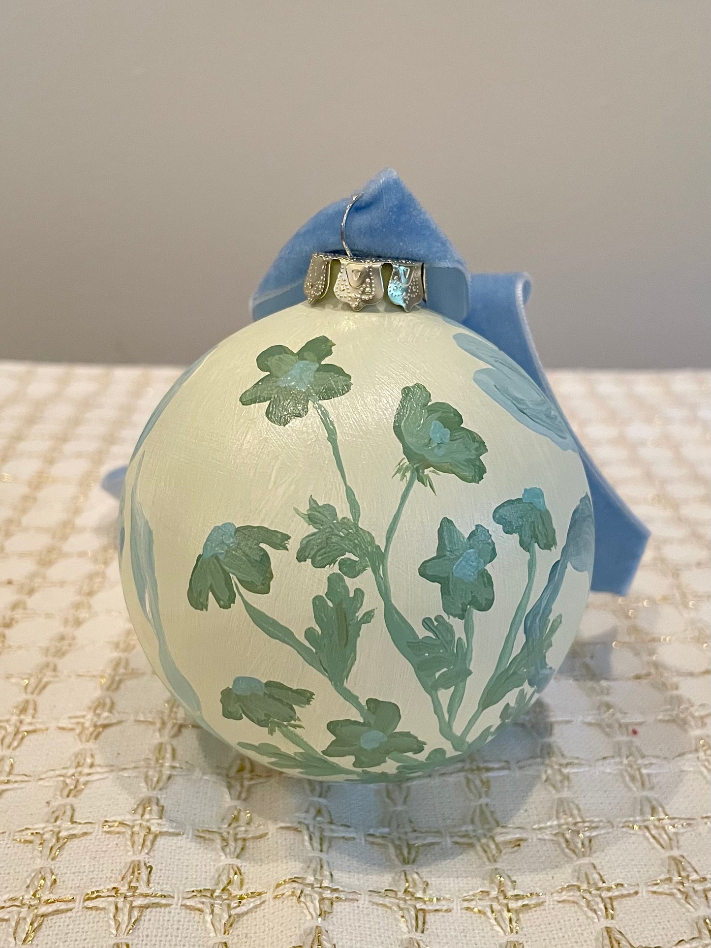 Blue & Green Floral on Soft Green 2