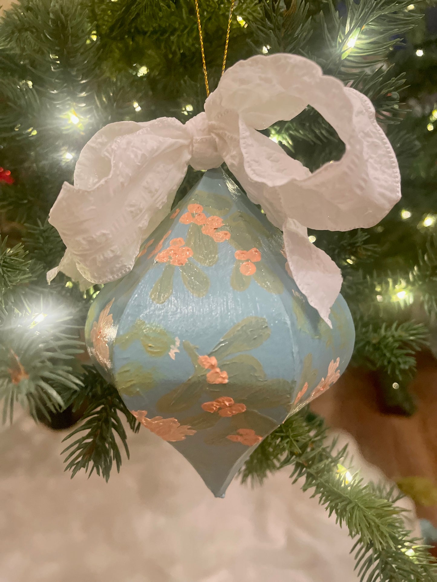 Coral Berries & Poppies ornament