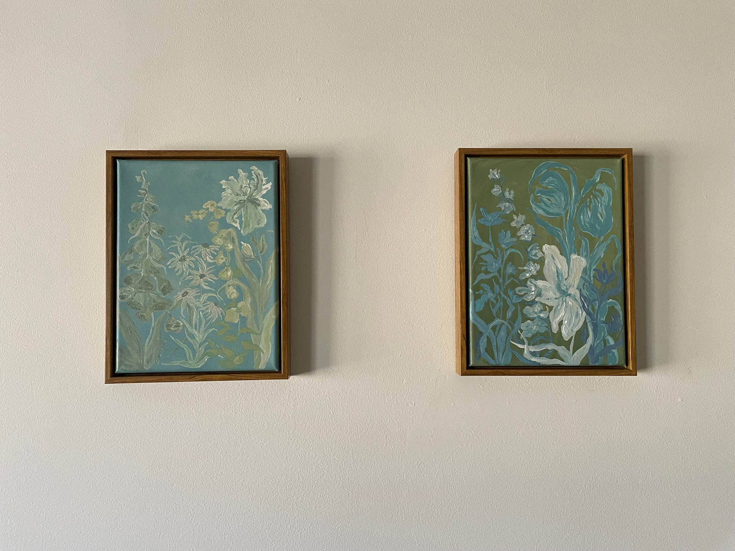 Green Blooms on Blue