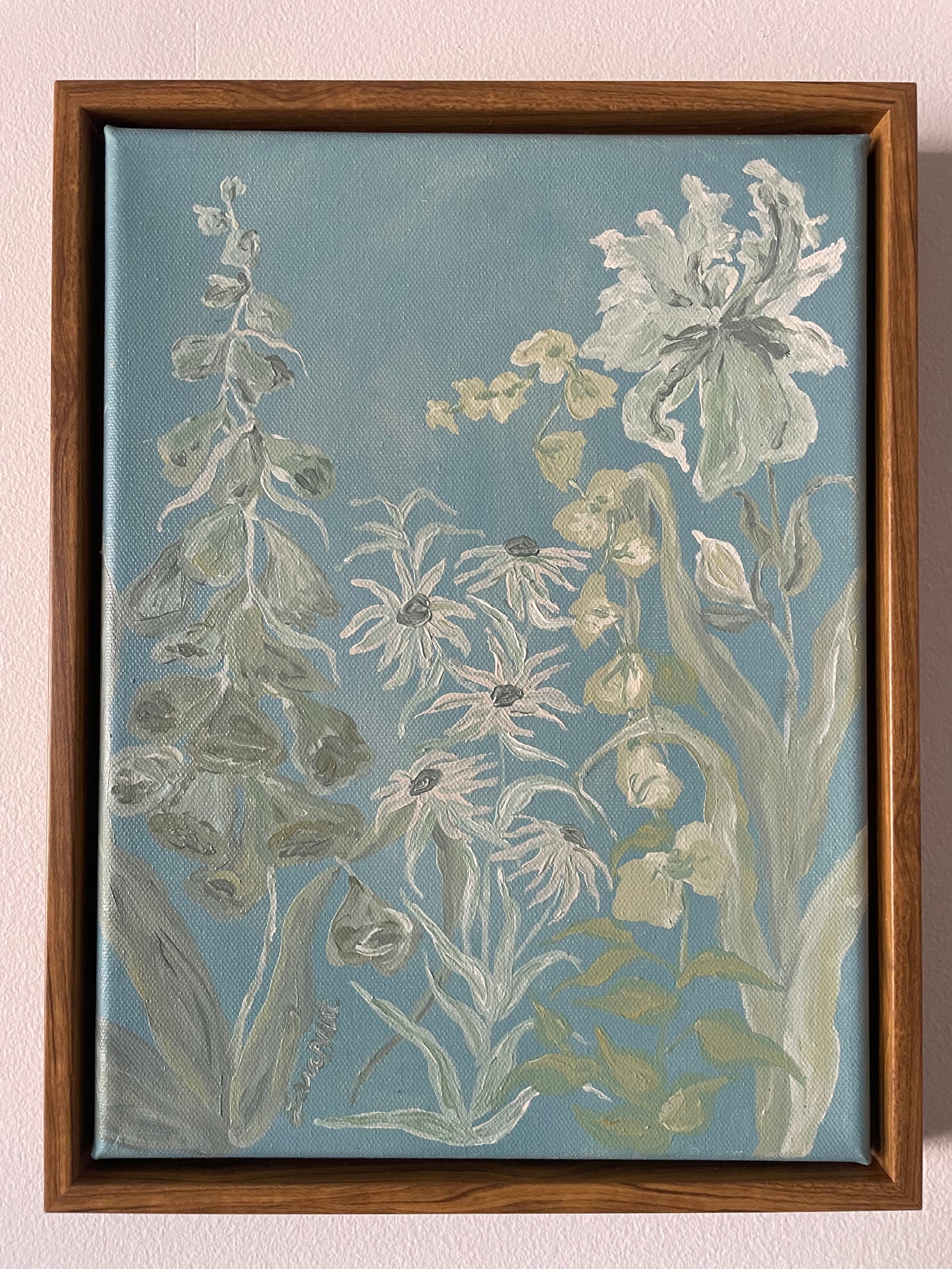 Green Blooms on Blue