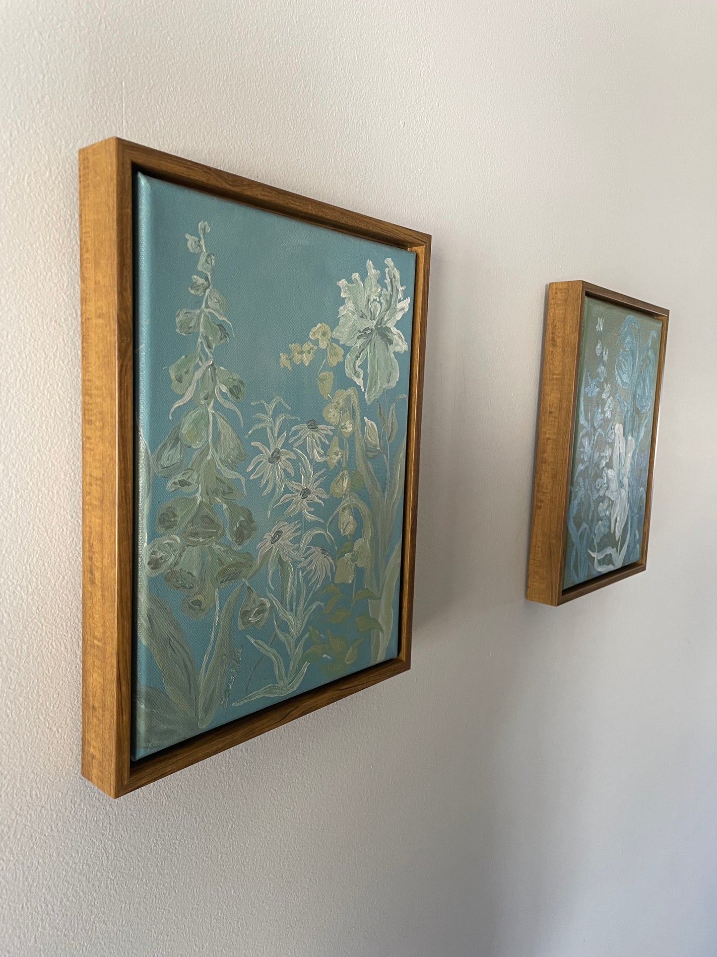 Green Blooms on Blue