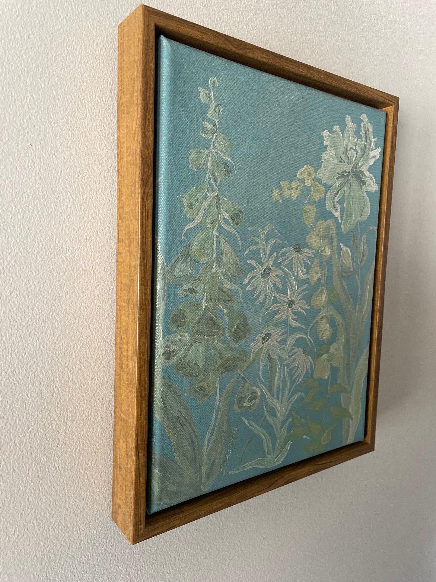 Green Blooms on Blue