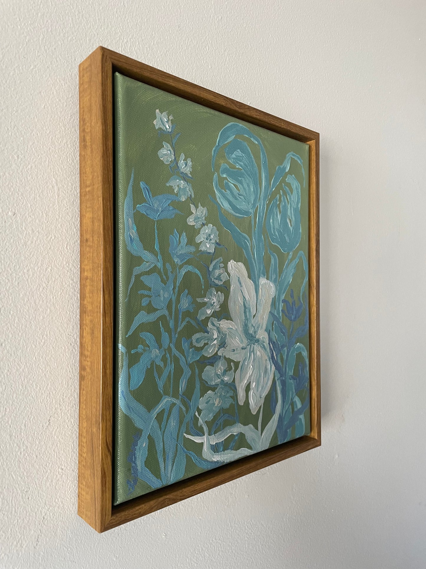 Blue  Blooms on Green