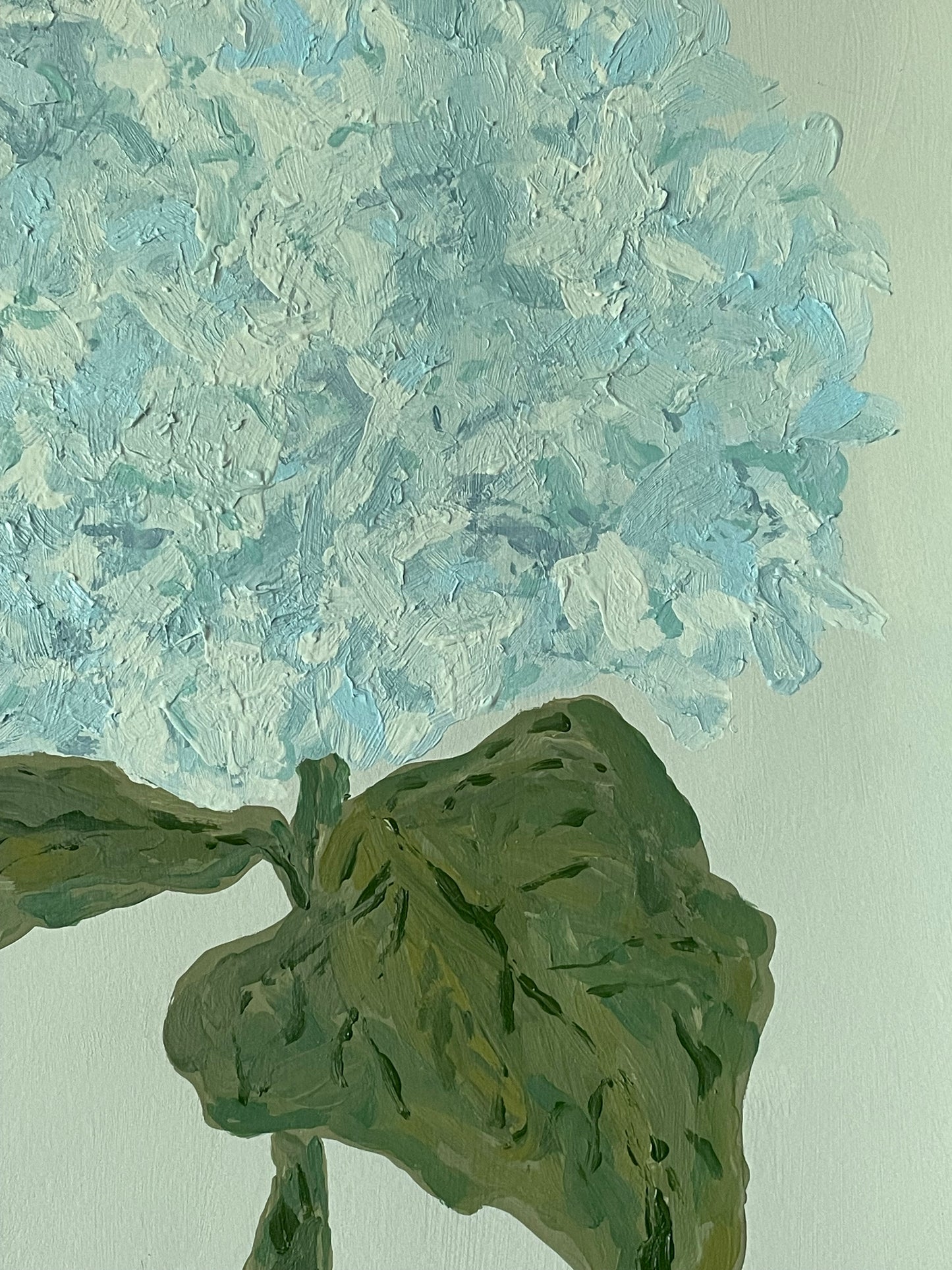 11x14 Blue Hydrangea on blue green paper no. 2