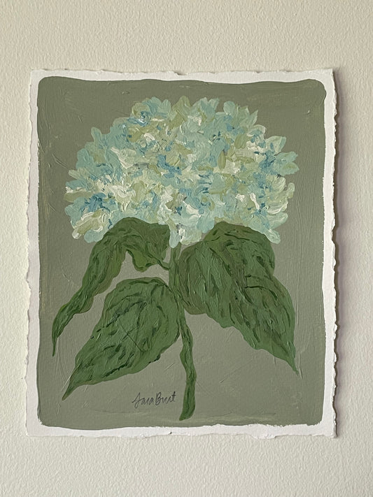 8x10 Green & Blue Hydrangea on Sage paper no. 3