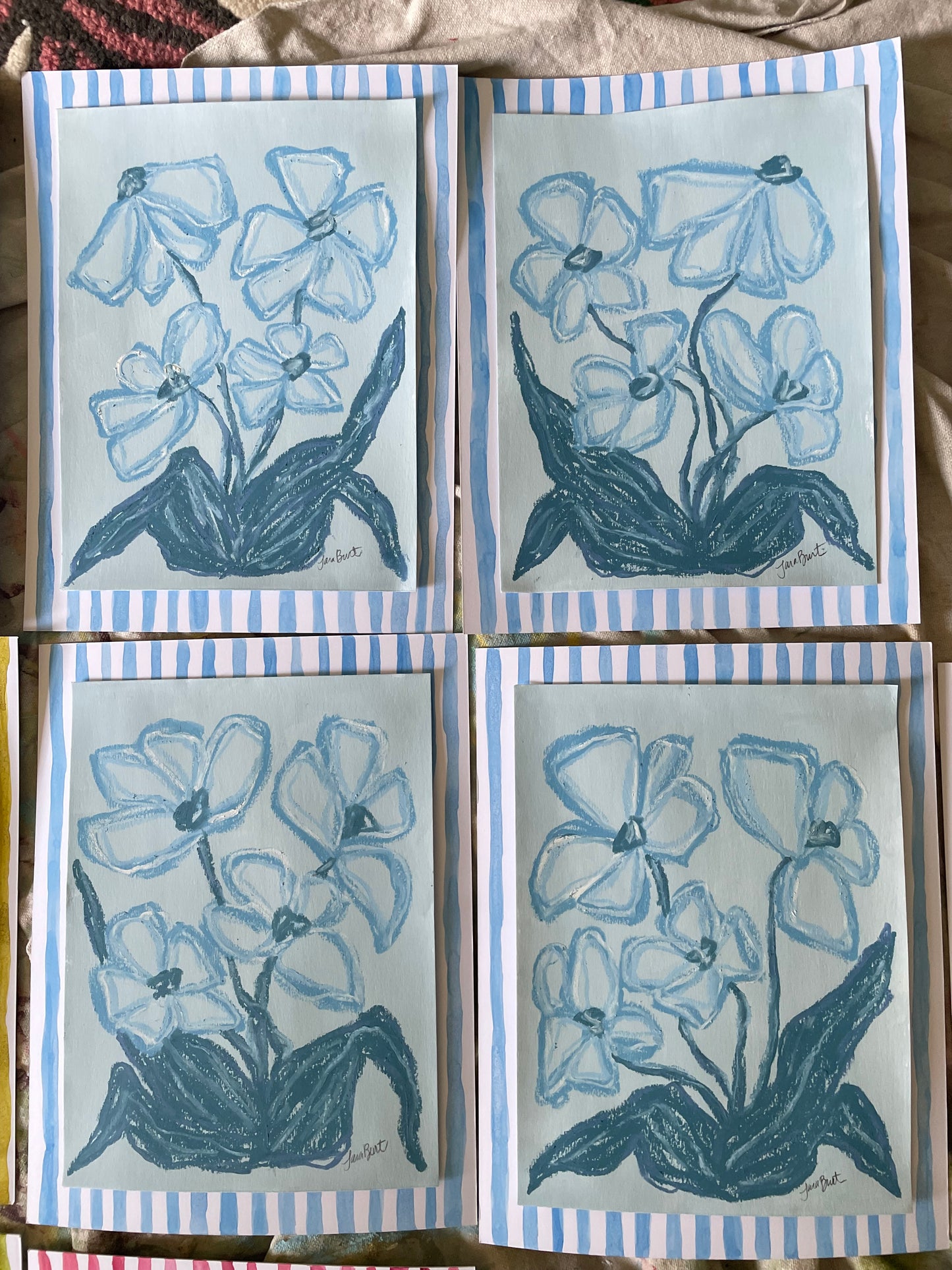 Striped and Blooming in Blue no 3