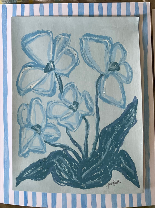 Striped and Blooming in Blue no 4