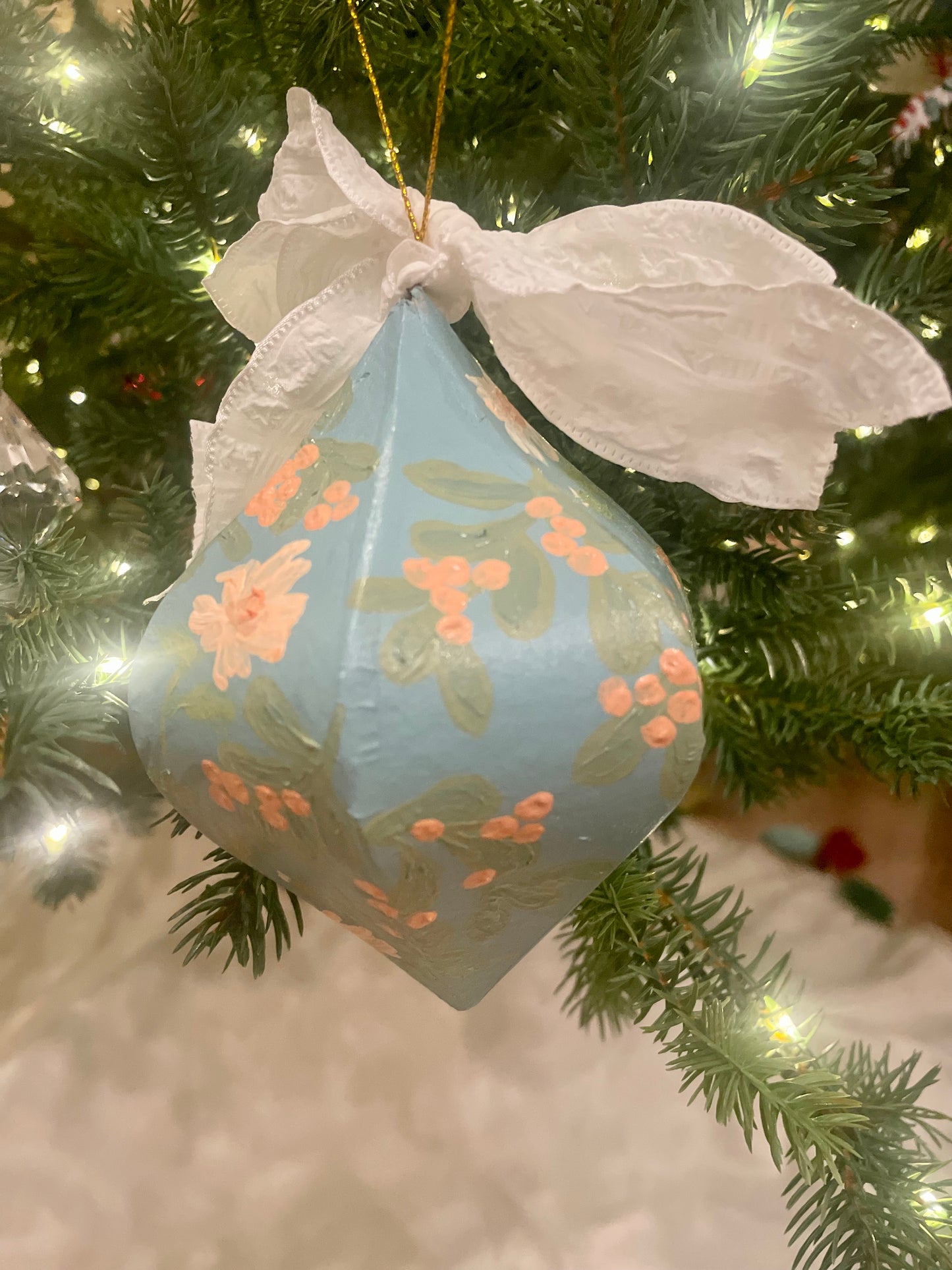 Coral Berries & Poppies ornament