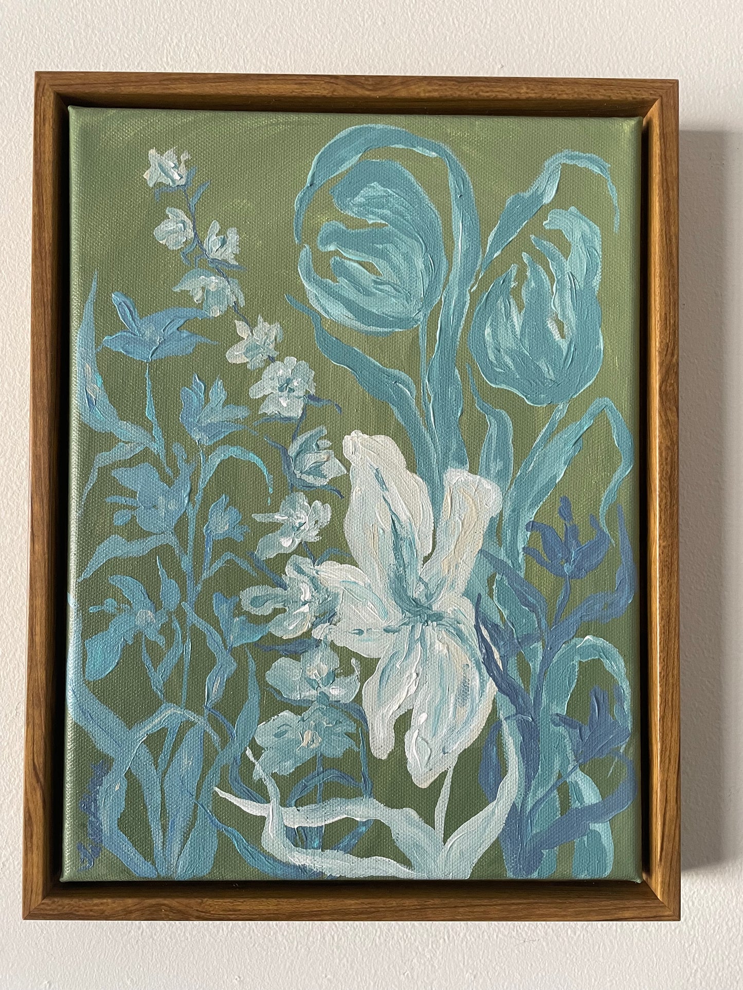 Blue  Blooms on Green