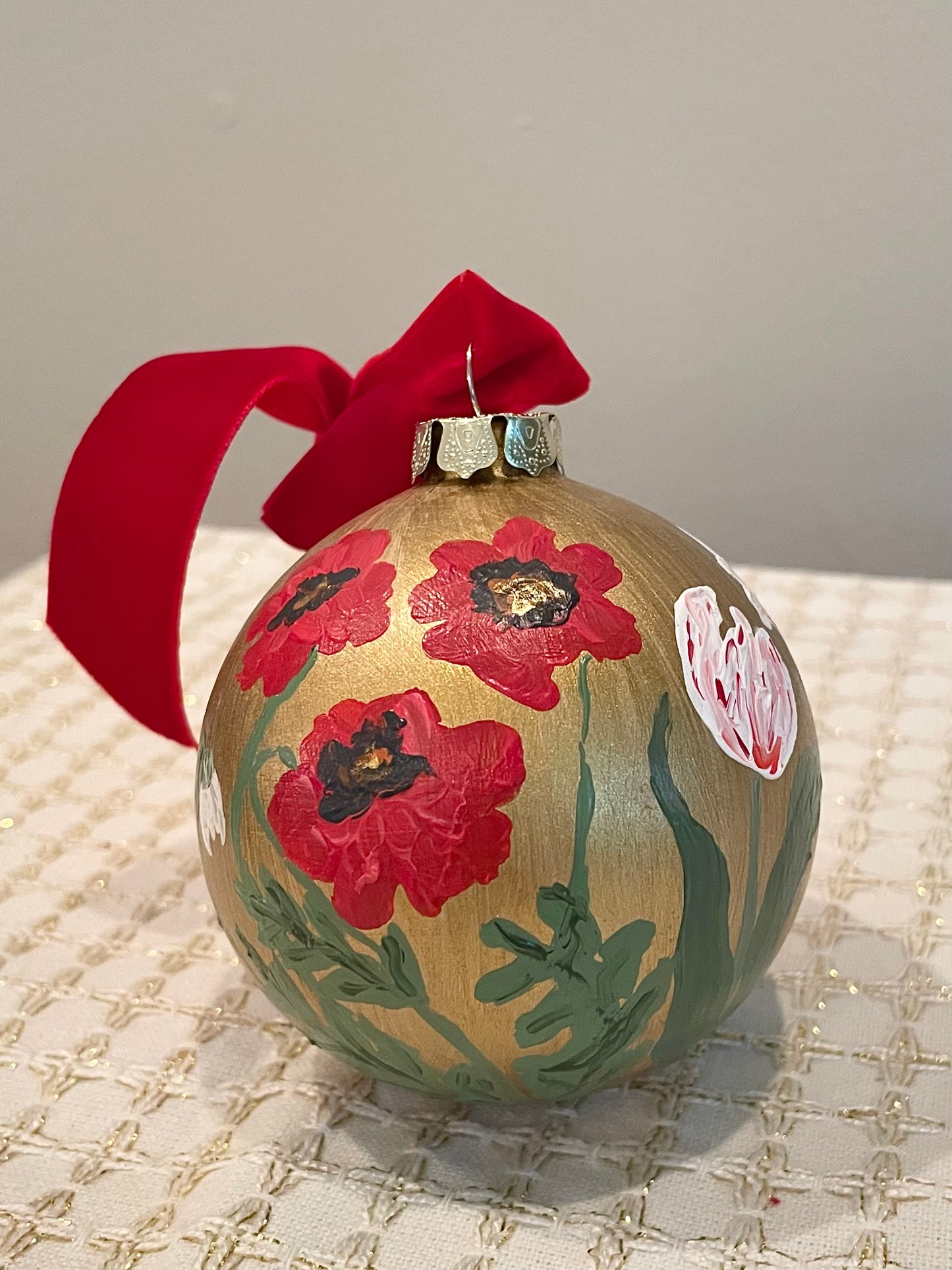 December Floral on Gold 1