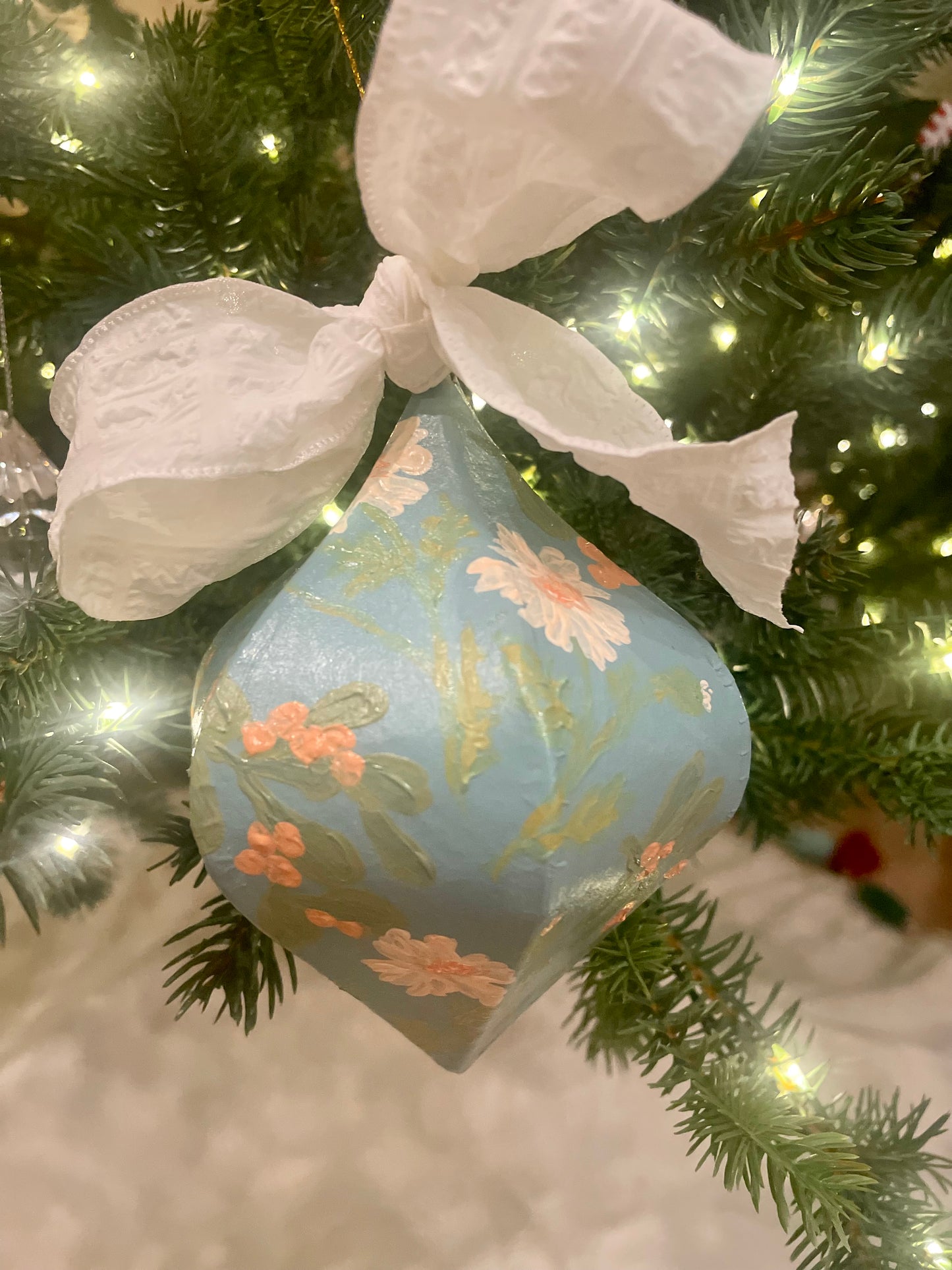 Coral Berries & Poppies ornament