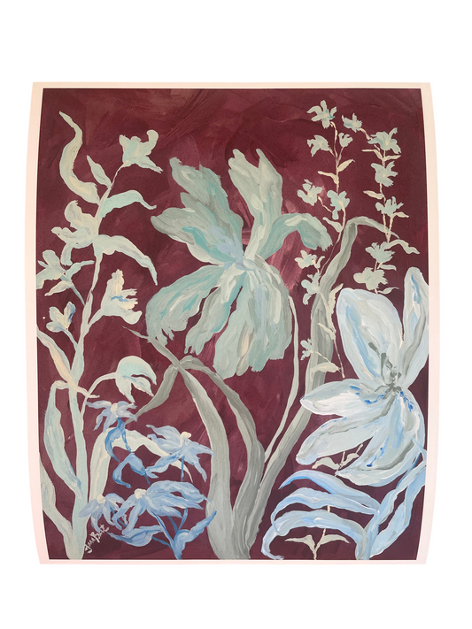 Aubergine with Blue Florals