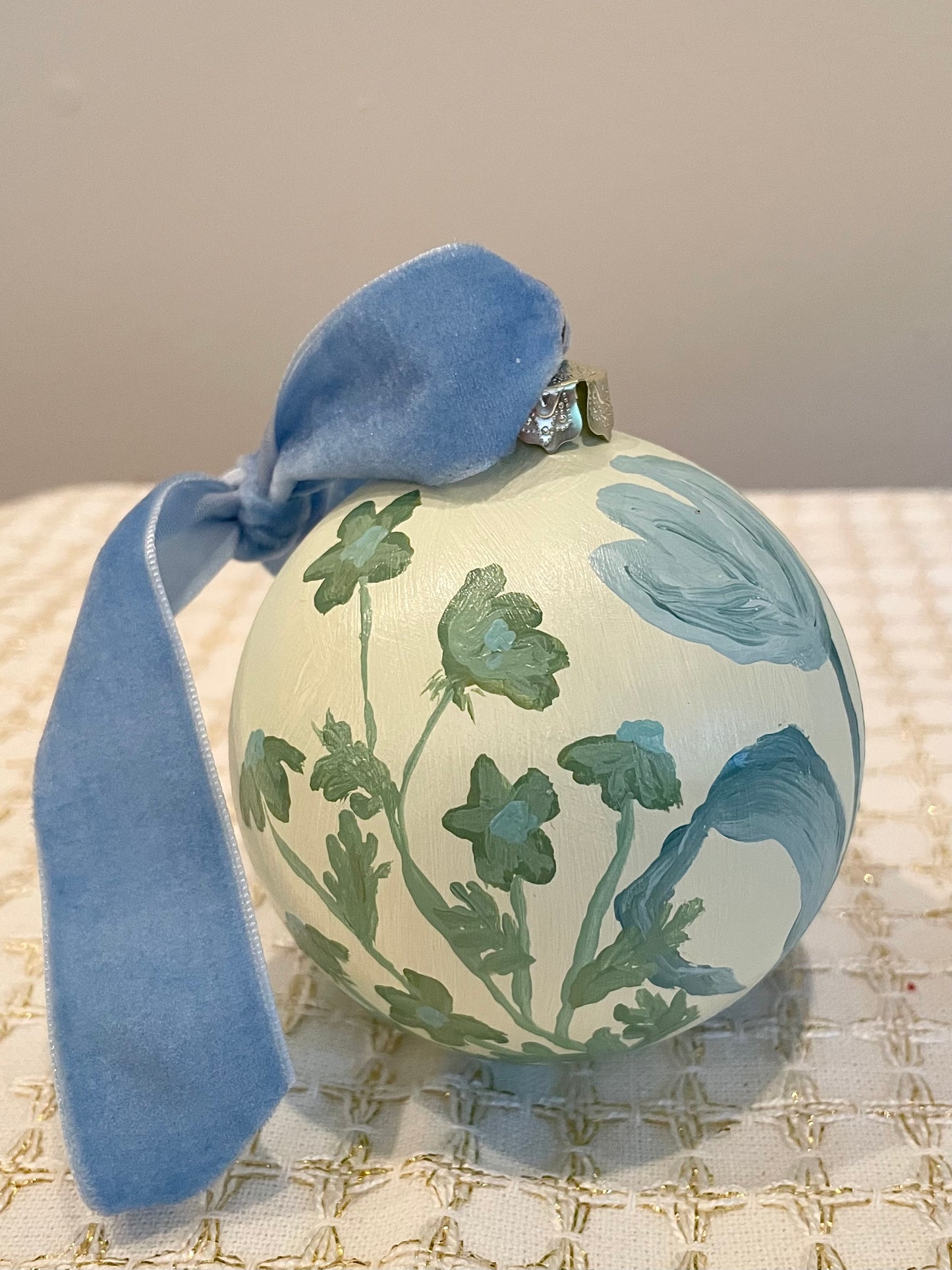Blue & Green Floral on Soft Green 2