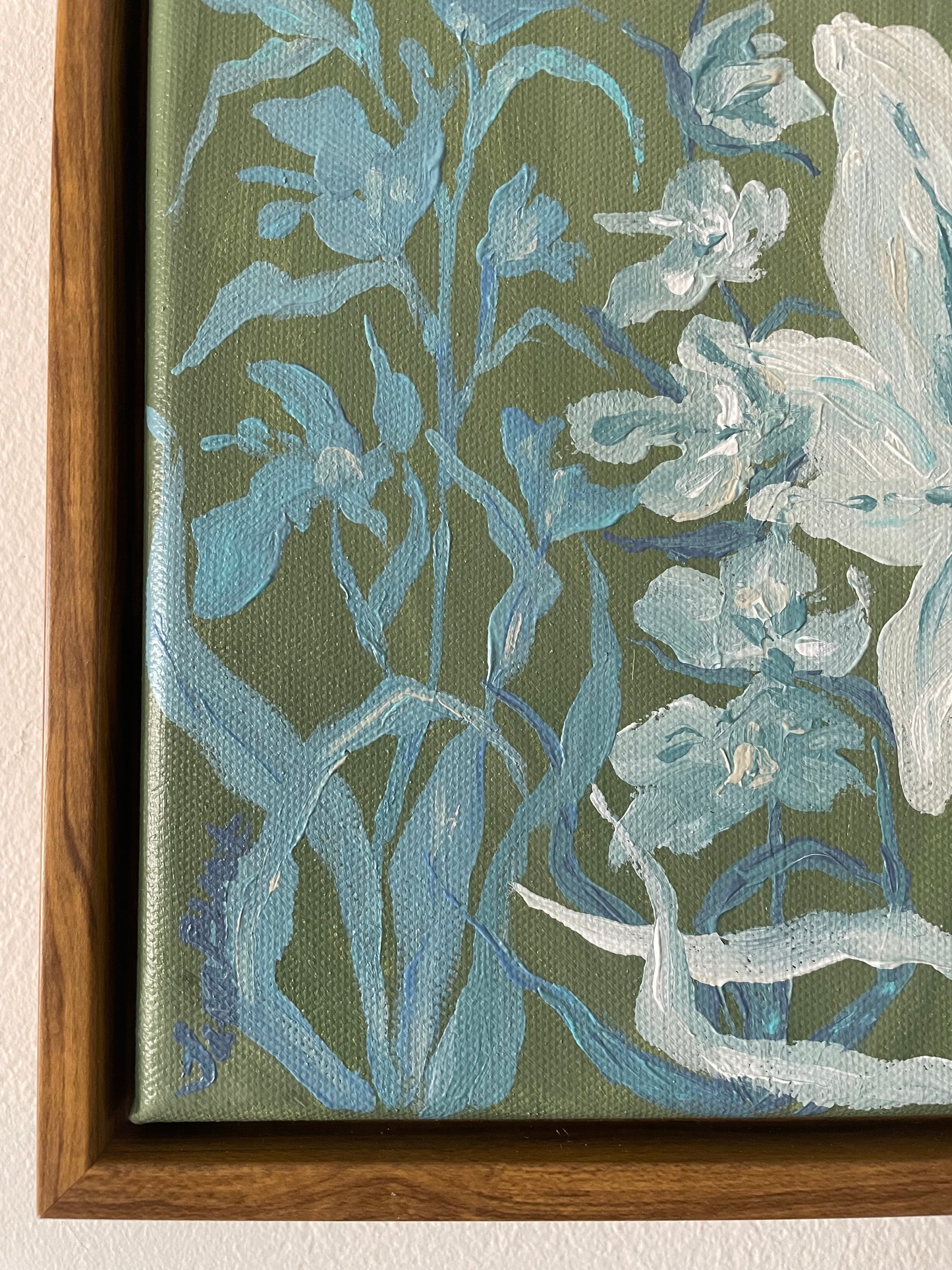 Blue  Blooms on Green