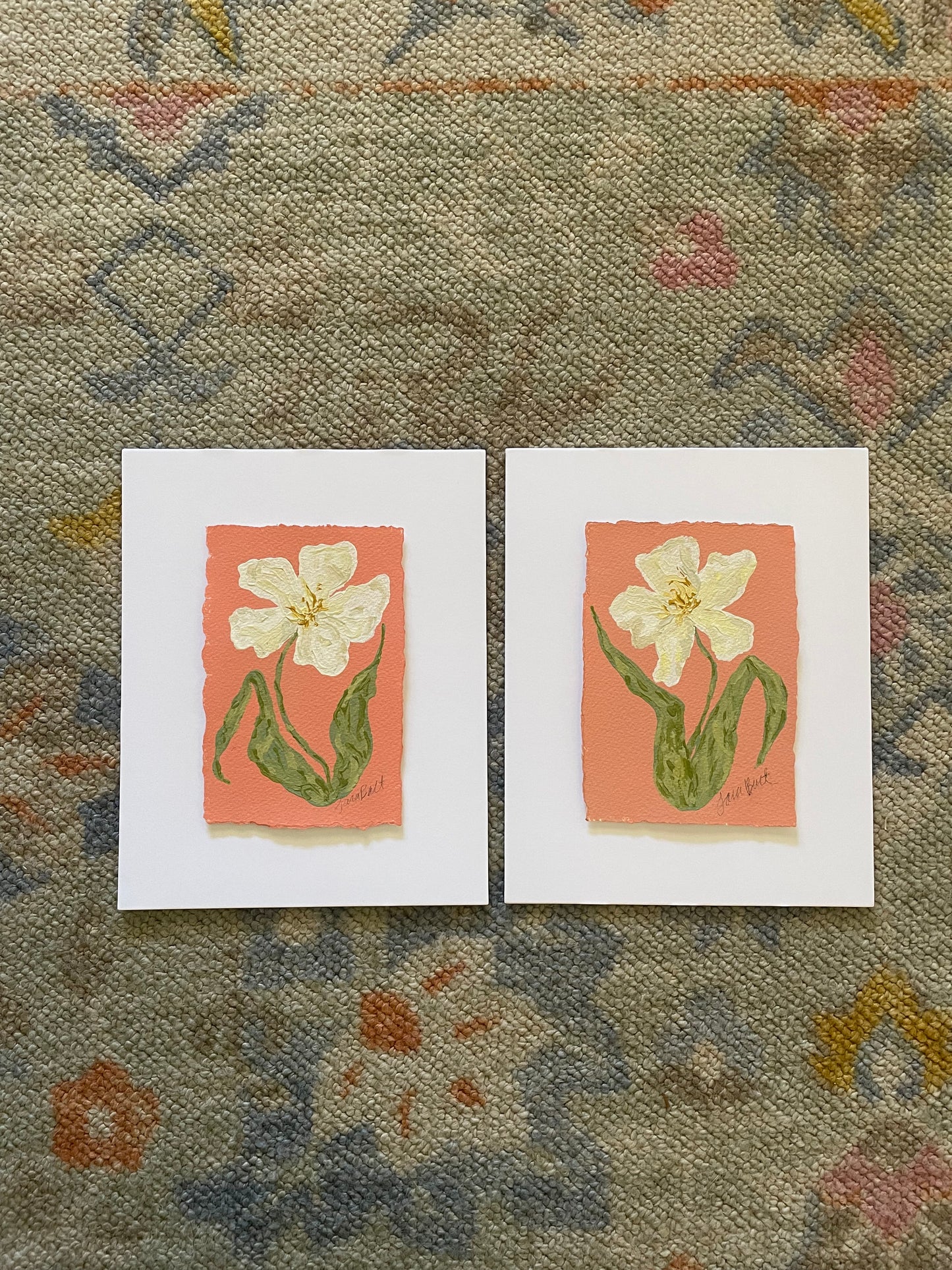 Soft Floral on Coral no. 1