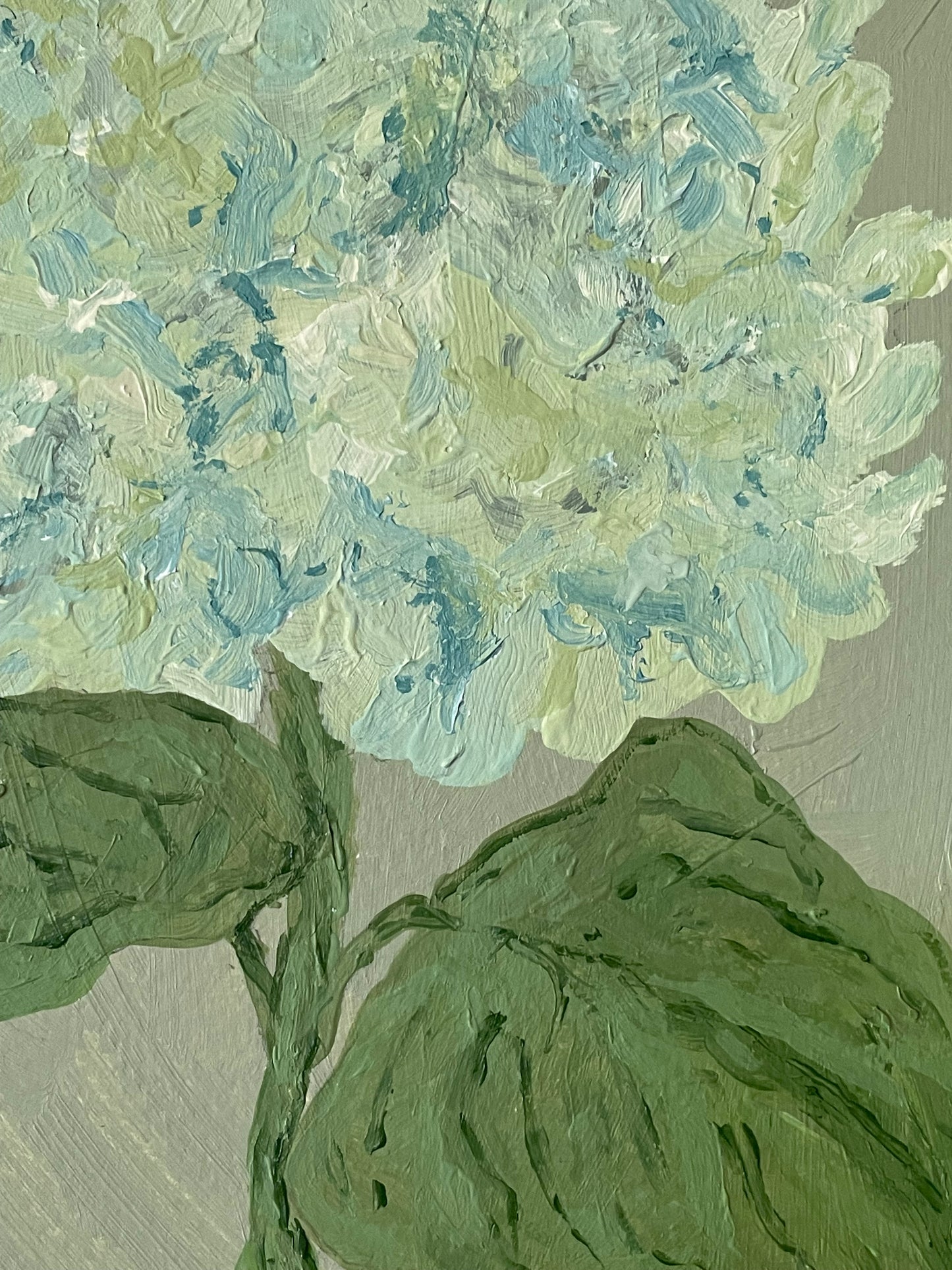 8x10 Green & Blue Hydrangea on Sage paper no. 4