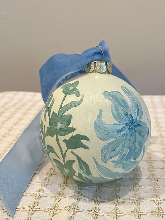 Blue & Green Floral on Soft Green 2