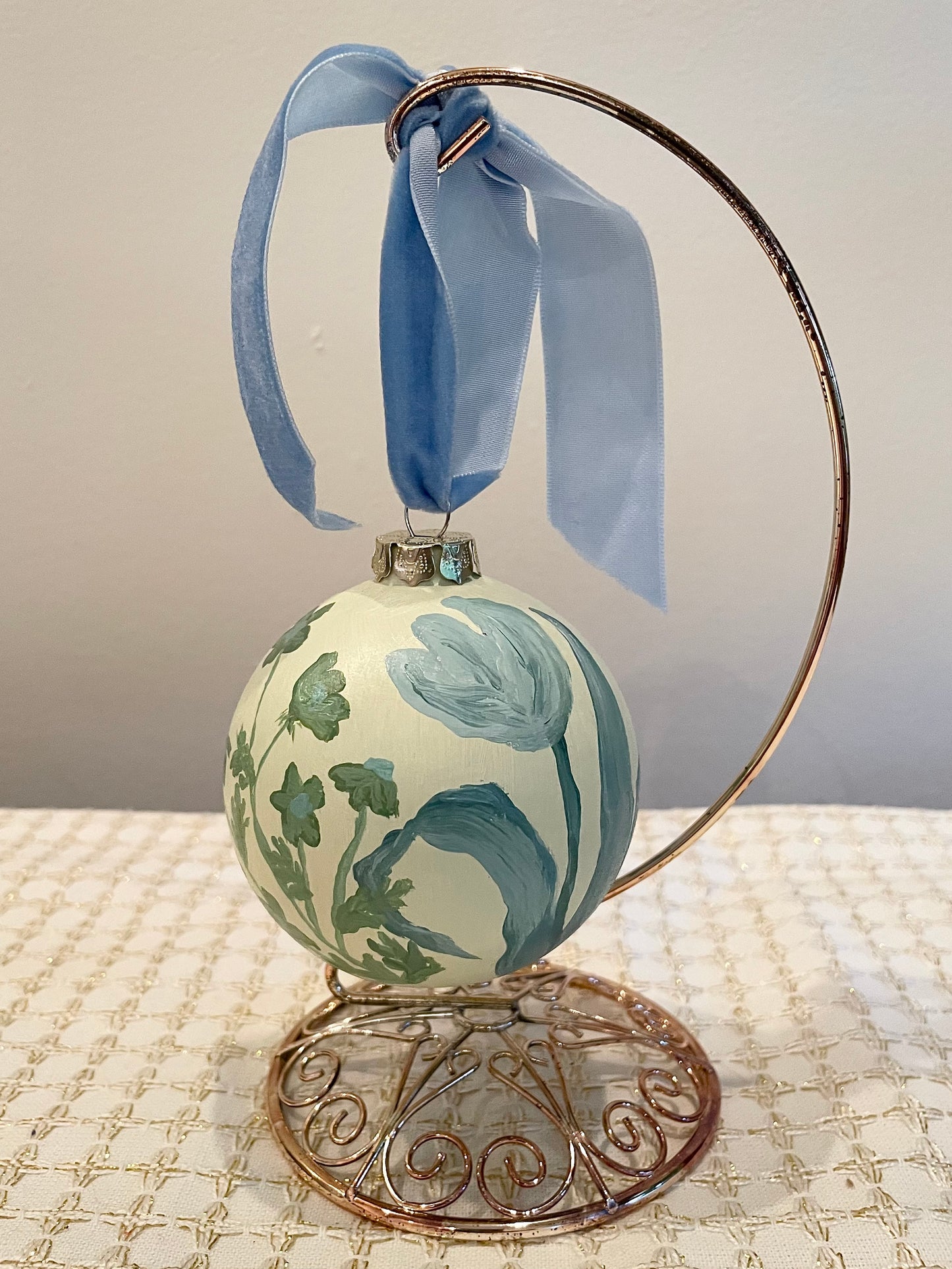 Blue & Green Floral on Soft Green 2
