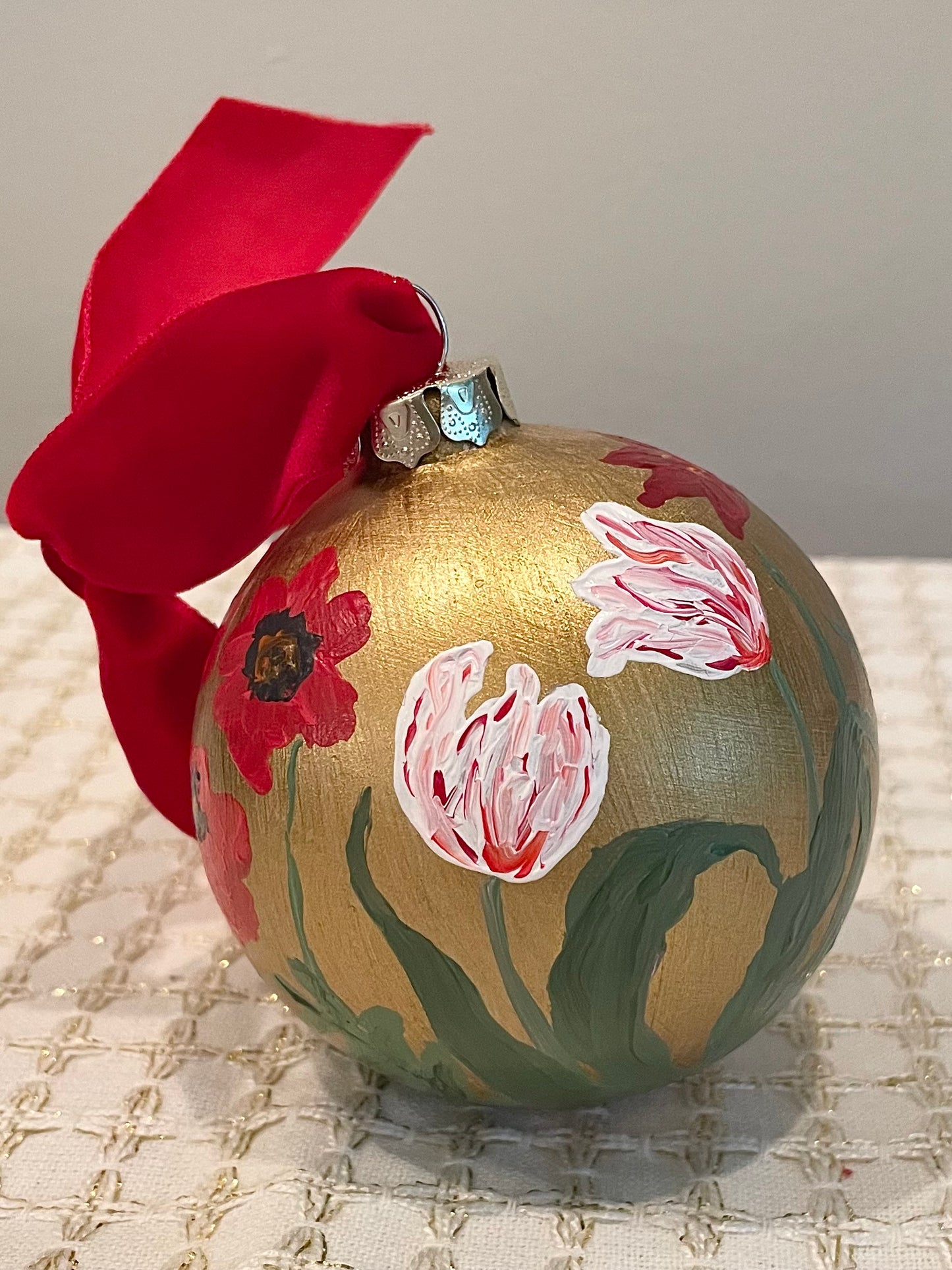 December Floral on Gold 1