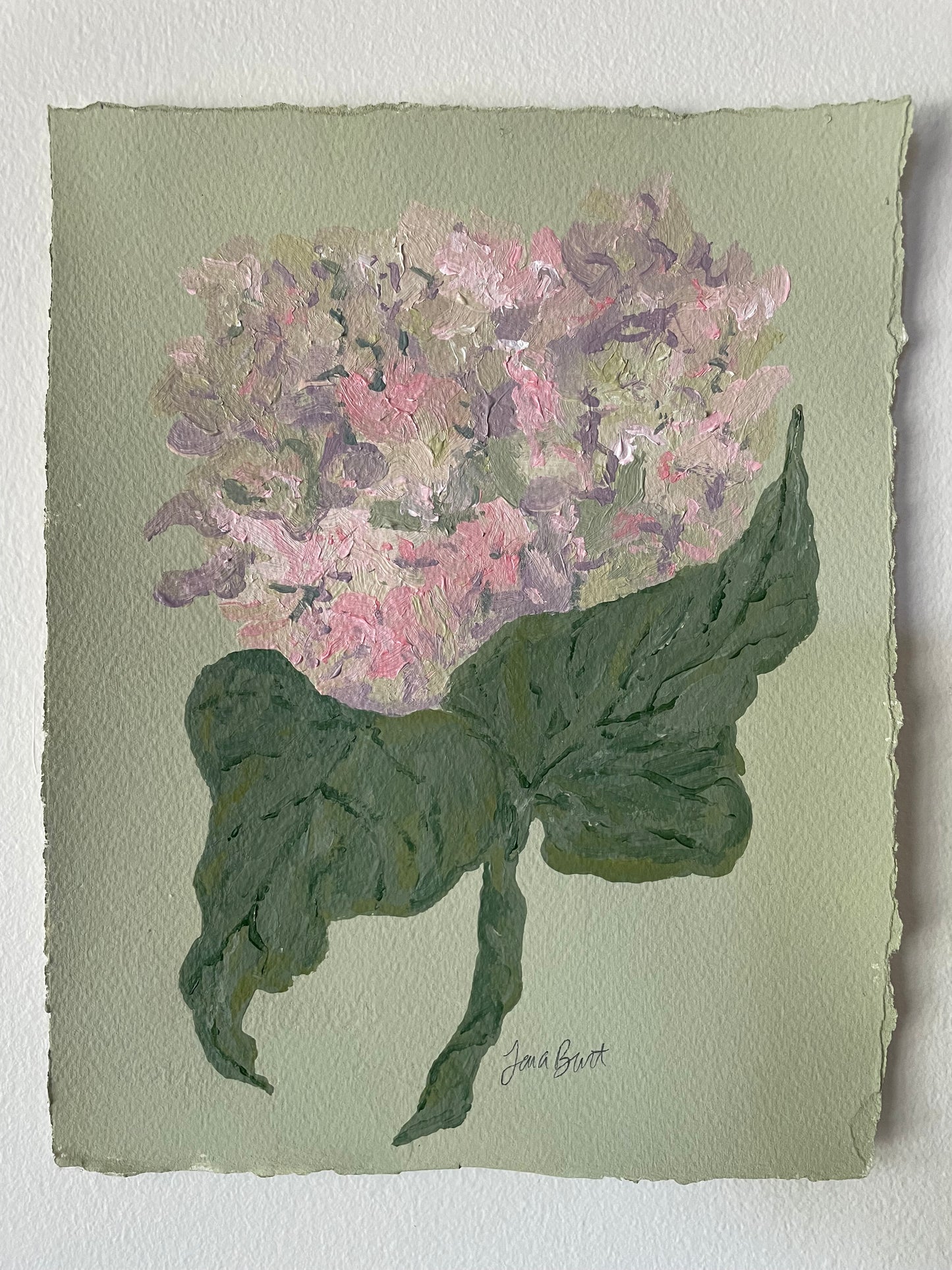 8x10 Pink & Purple Hydrangea on Green paper no. 2