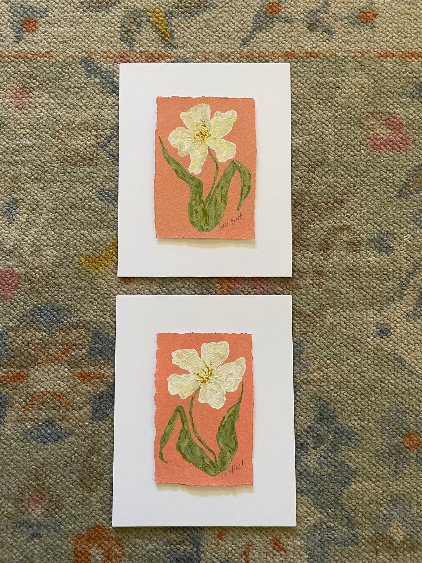 Soft Floral on Coral no. 1