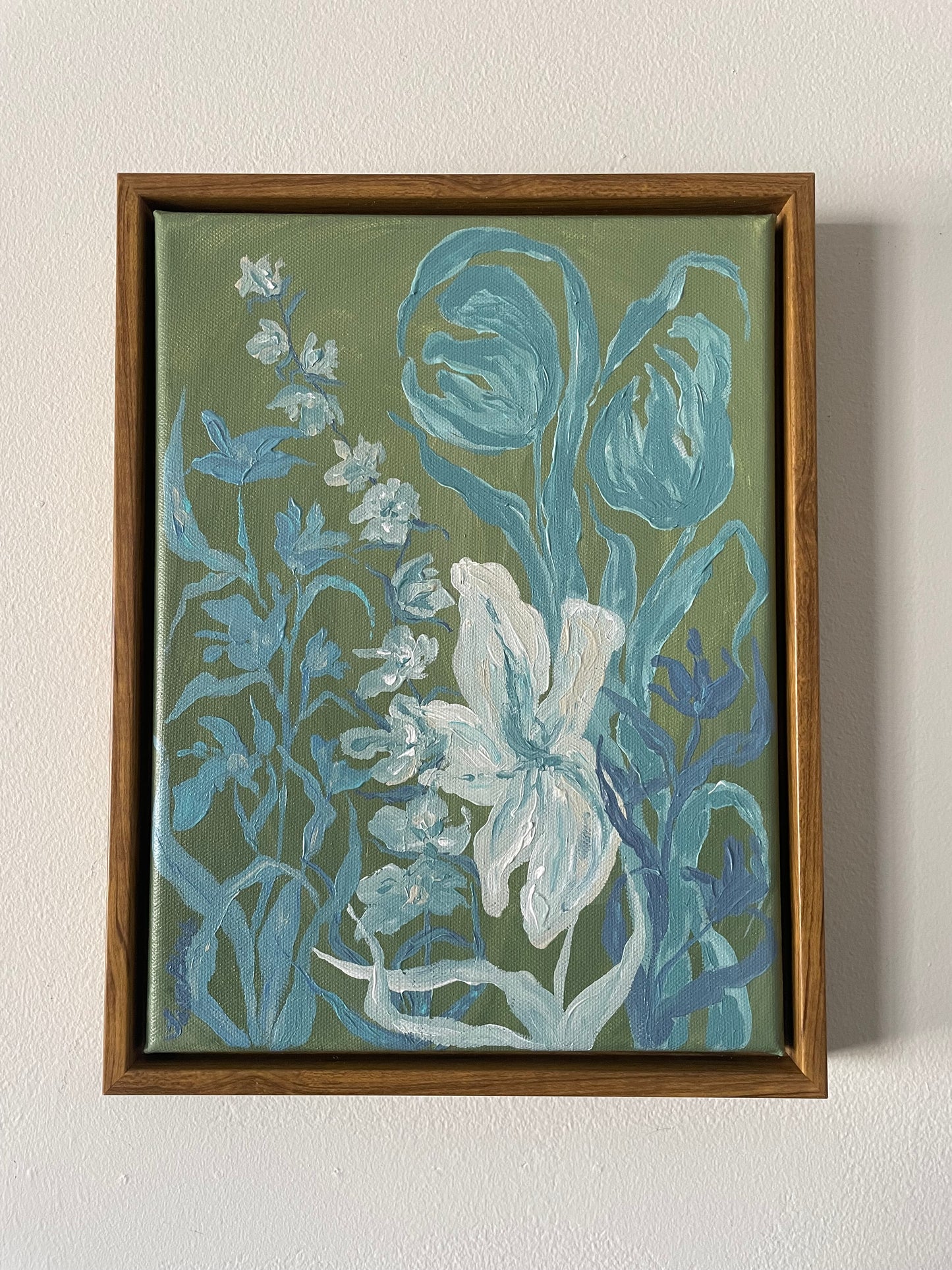 Blue  Blooms on Green