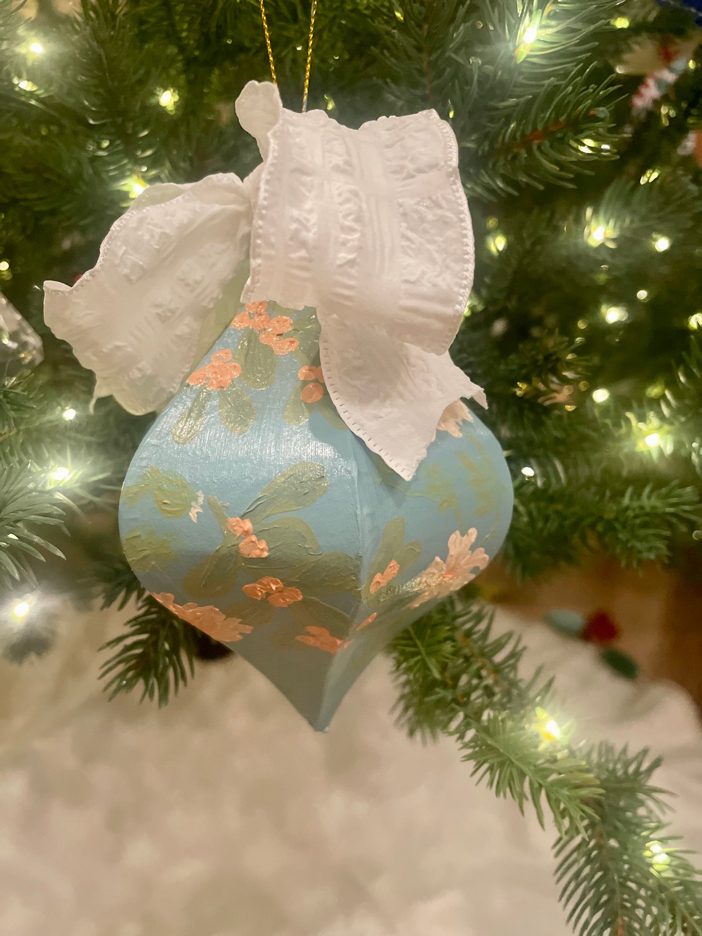 Coral Berries & Poppies ornament