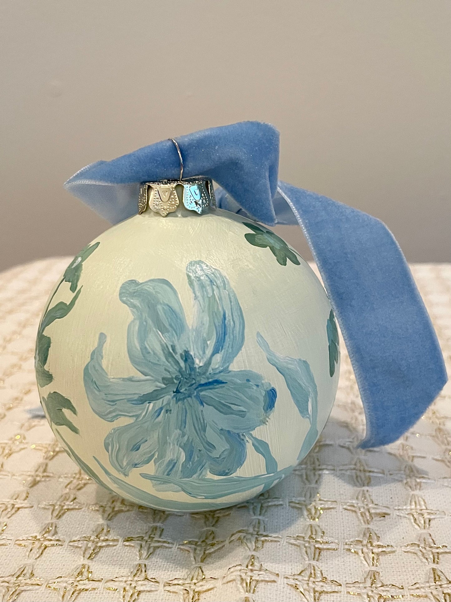 Blue & Green Floral on Soft Green 2