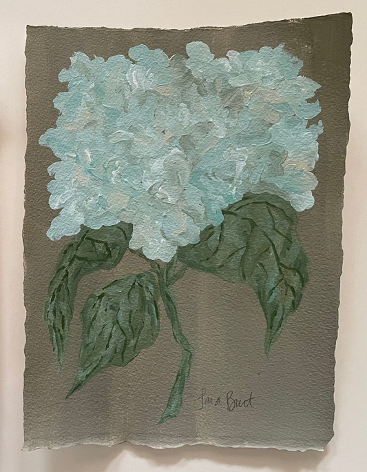 Antique Hydrangea on Earth Green no 2