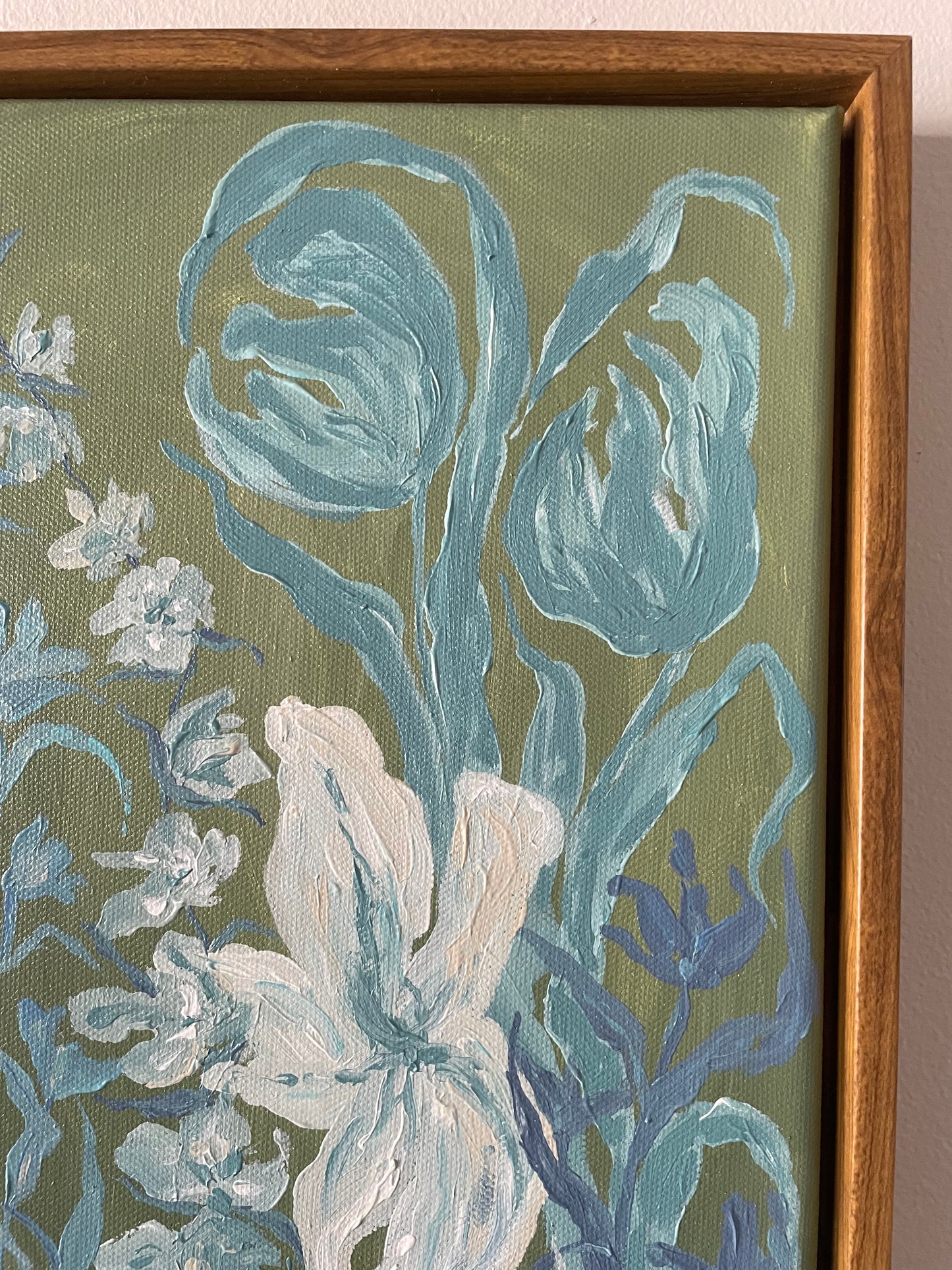 Blue  Blooms on Green