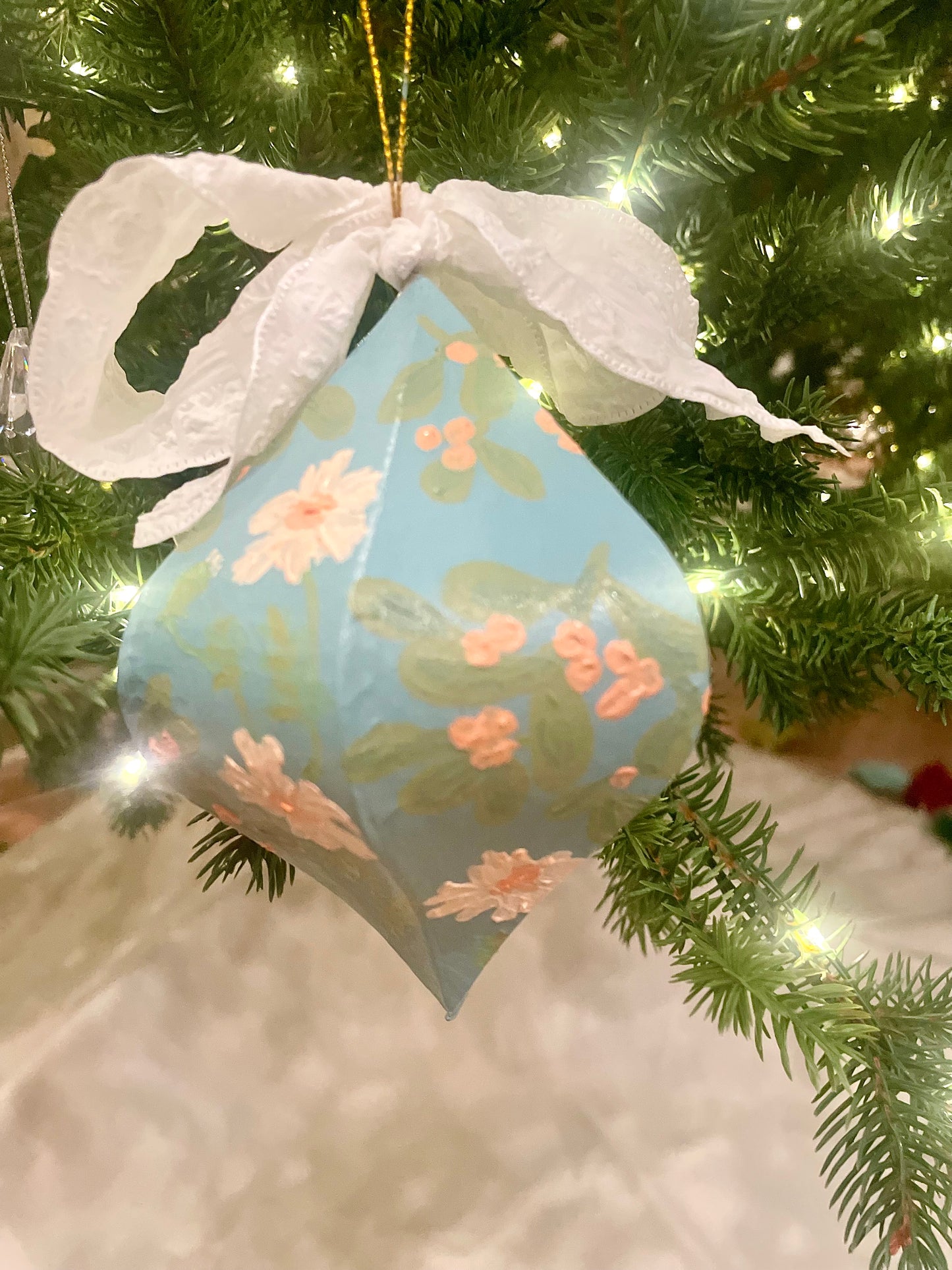 Coral Berries & Poppies ornament